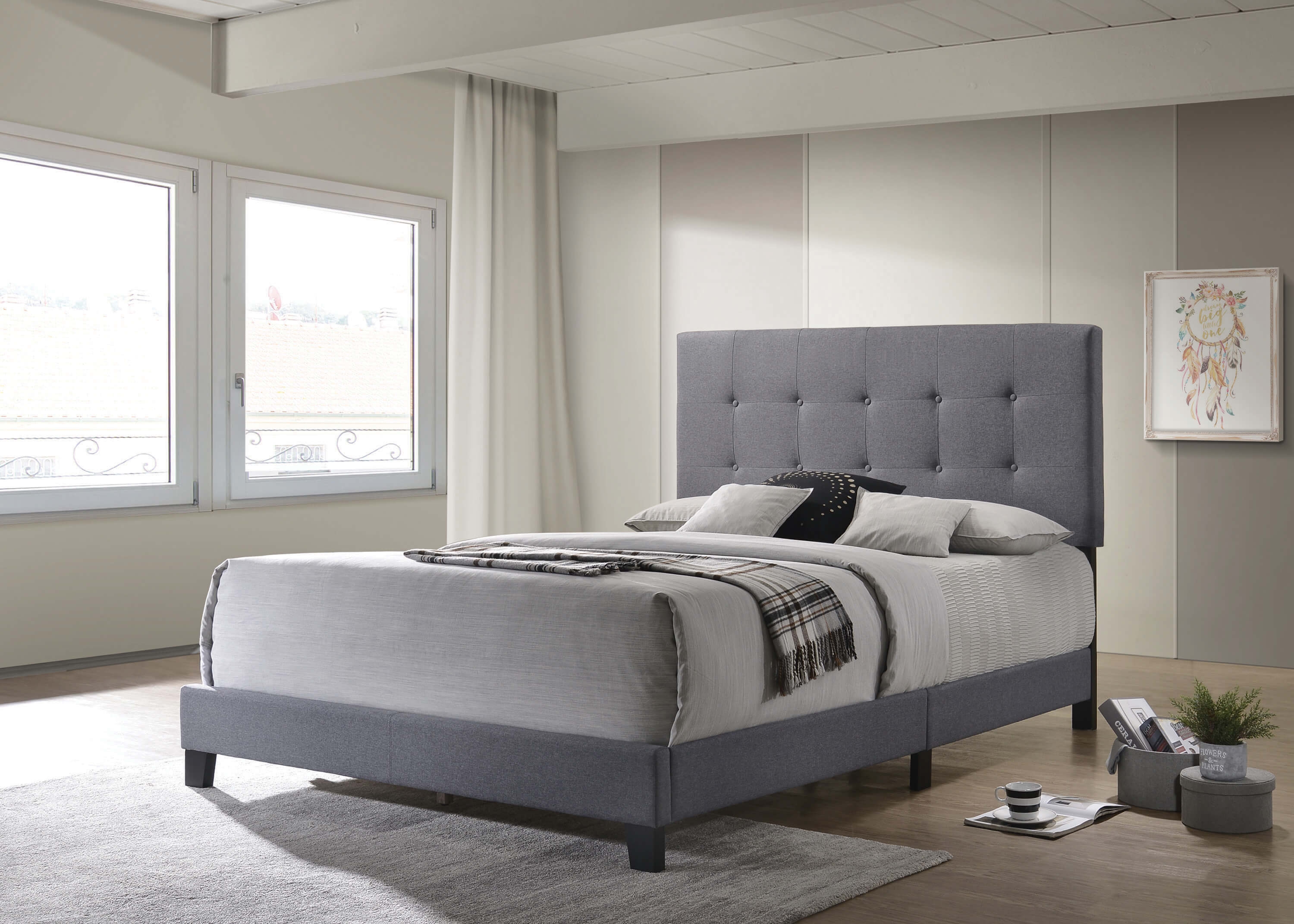 Mapes Fabric Tufted Upholstered Bed, Eastern King Size
