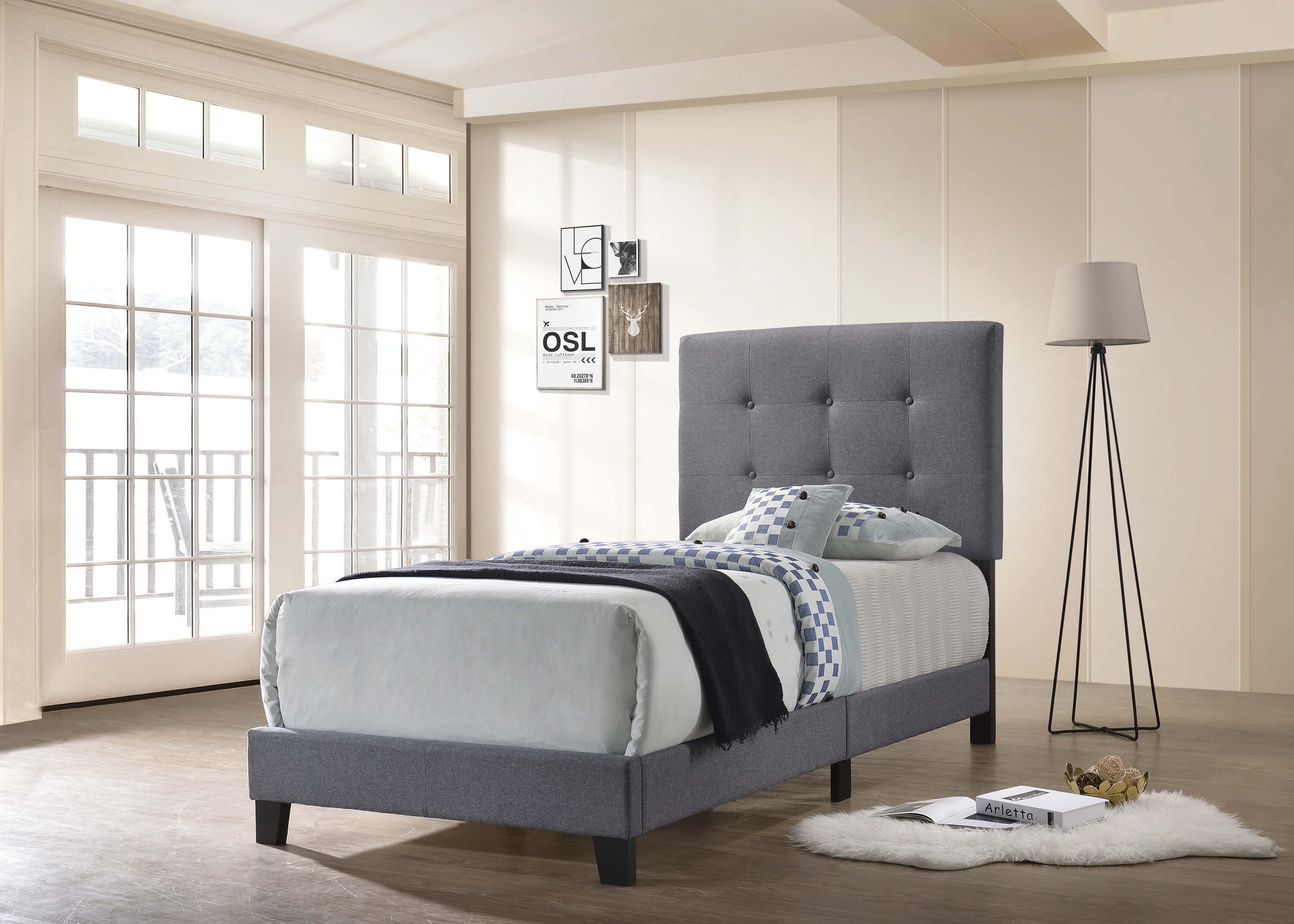 Mapes Fabric Tufted Upholstered Bed, Twin Size