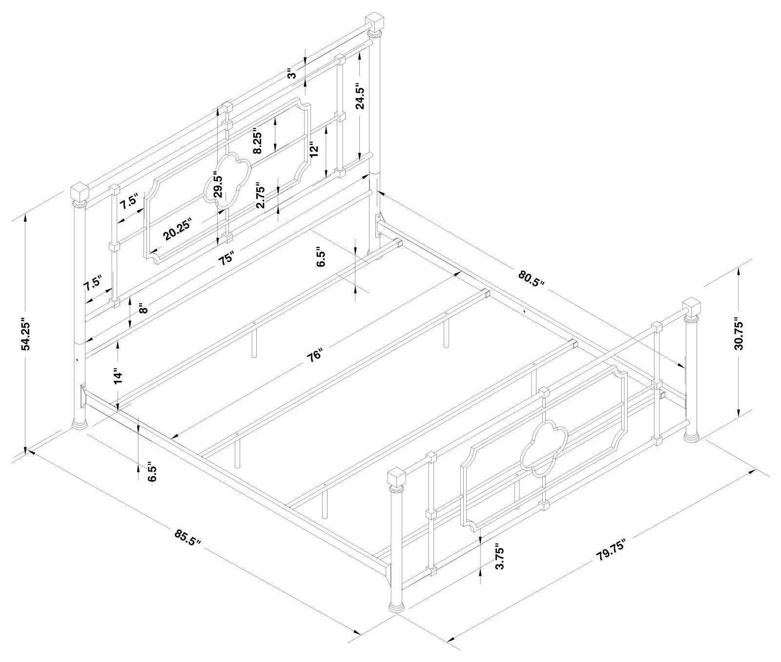 Paskay Metal Panel Bed, Eastern King Size