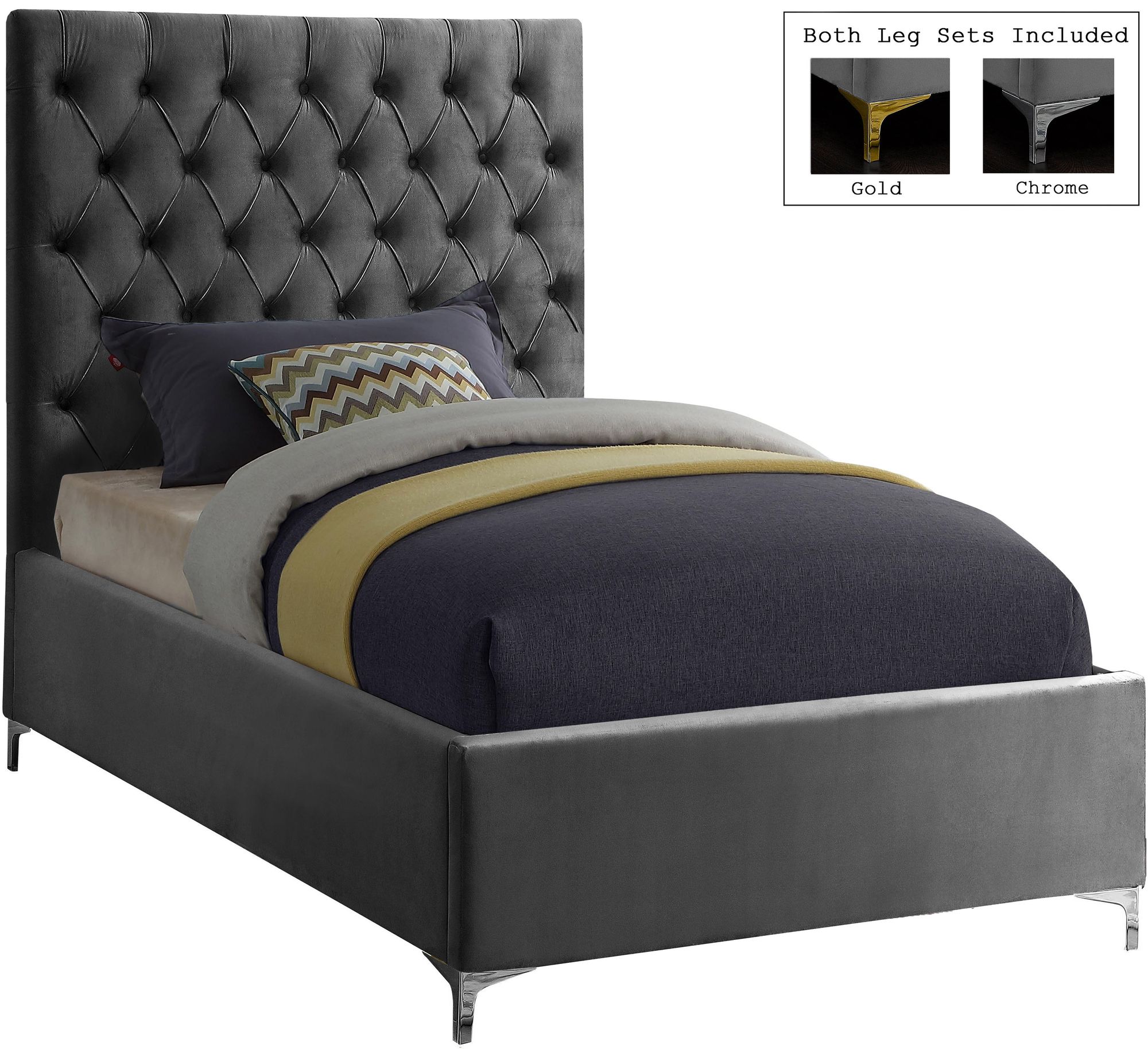 Cruz Velvet Twin Size Bed
