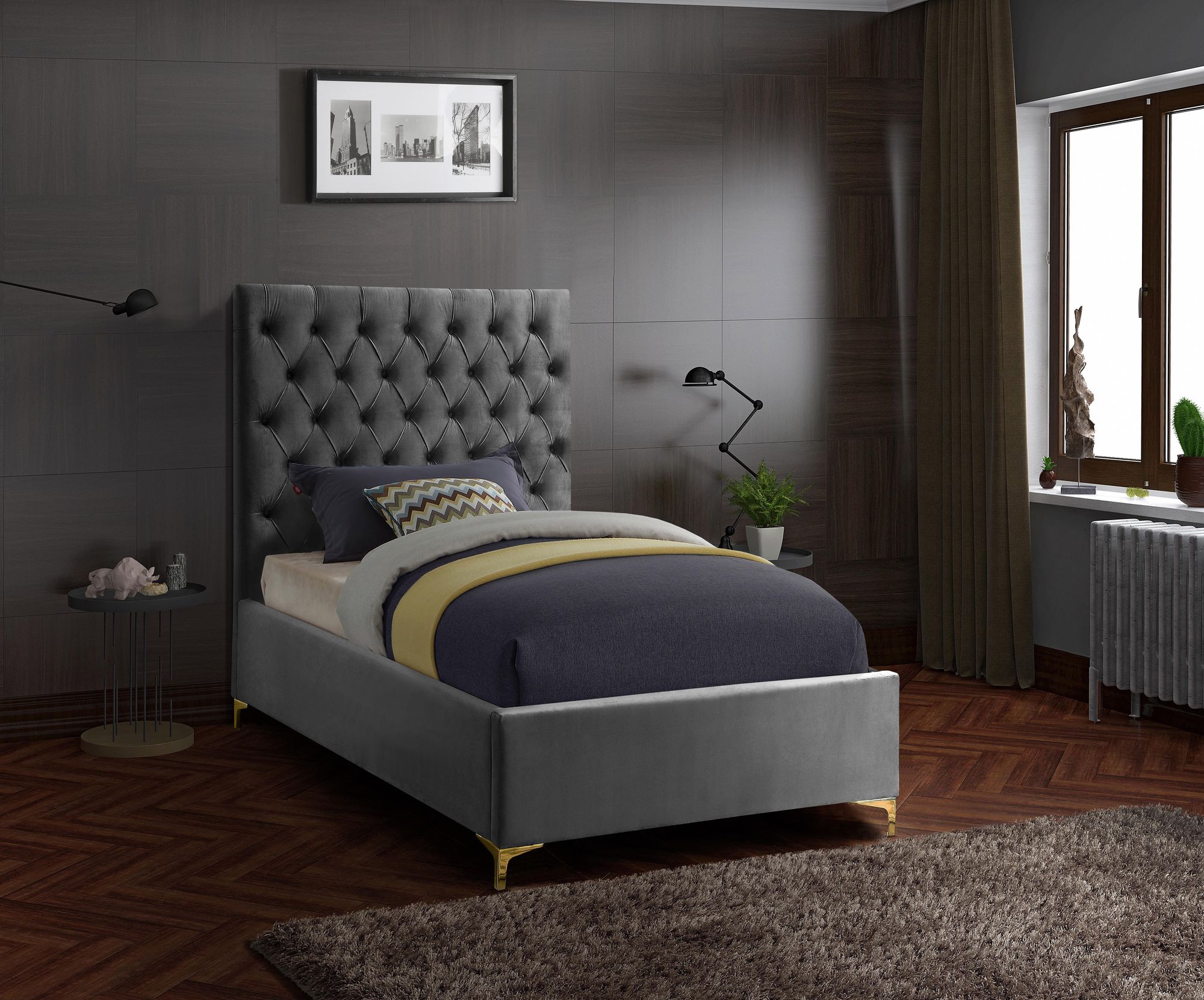 Cruz Velvet Twin Size Bed