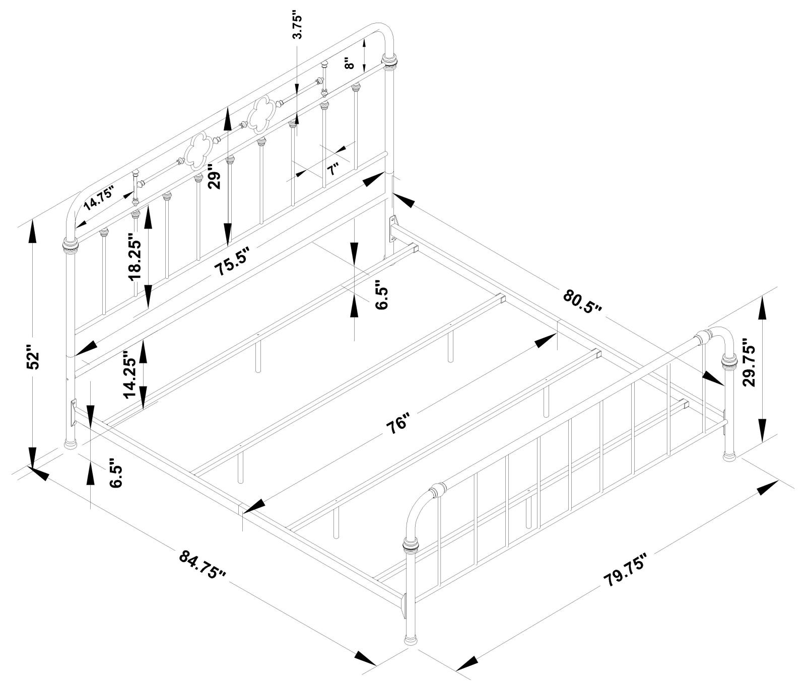 Packlan Metal Panel Bed, Eastern King Size