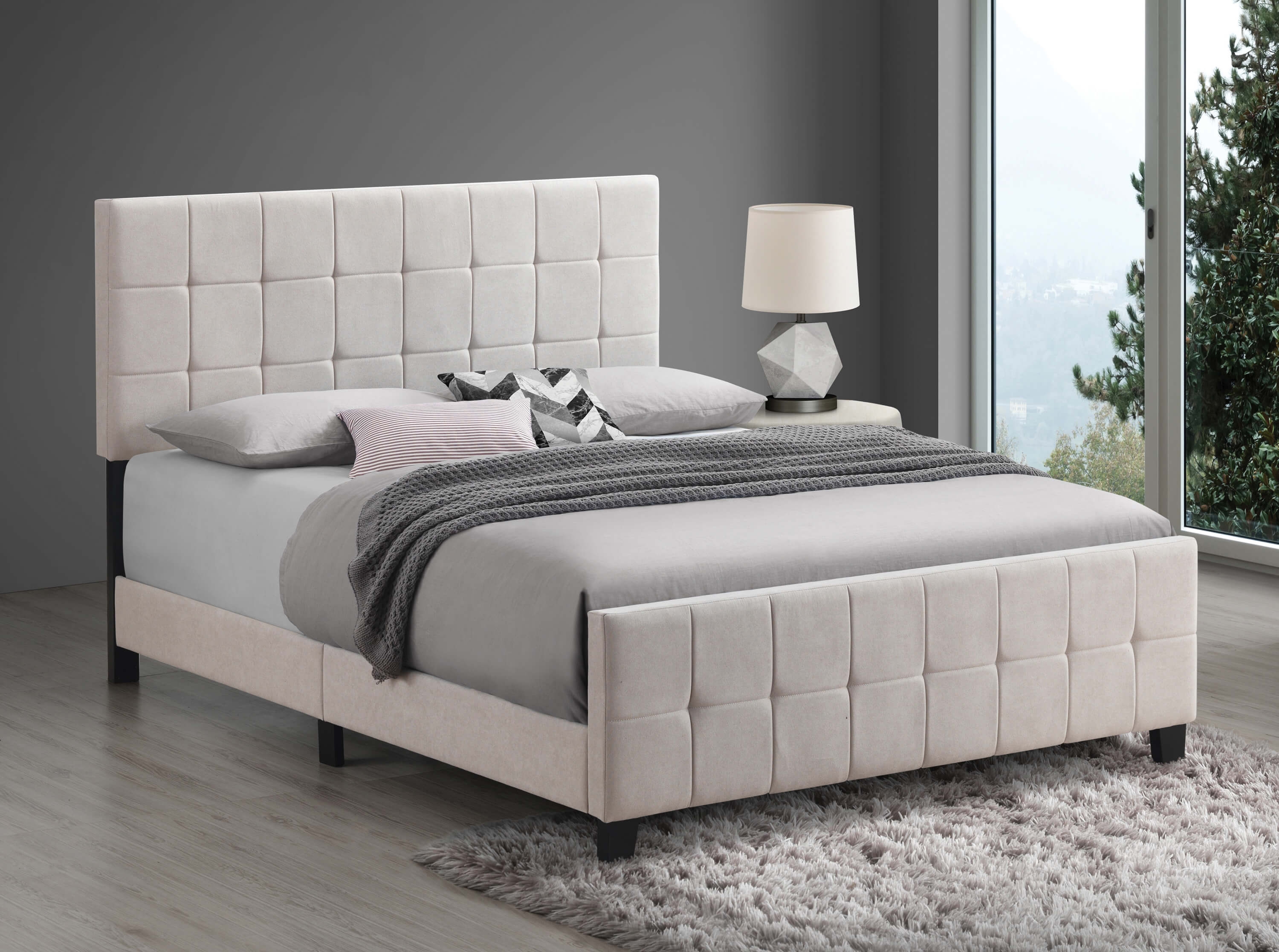 Fairfield Fabric Upholstered Panel Bed, Queen Size