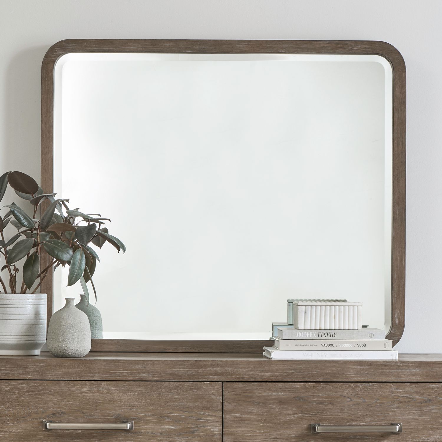 South Bend Rectangular Wood/Glass Landscape Mirror