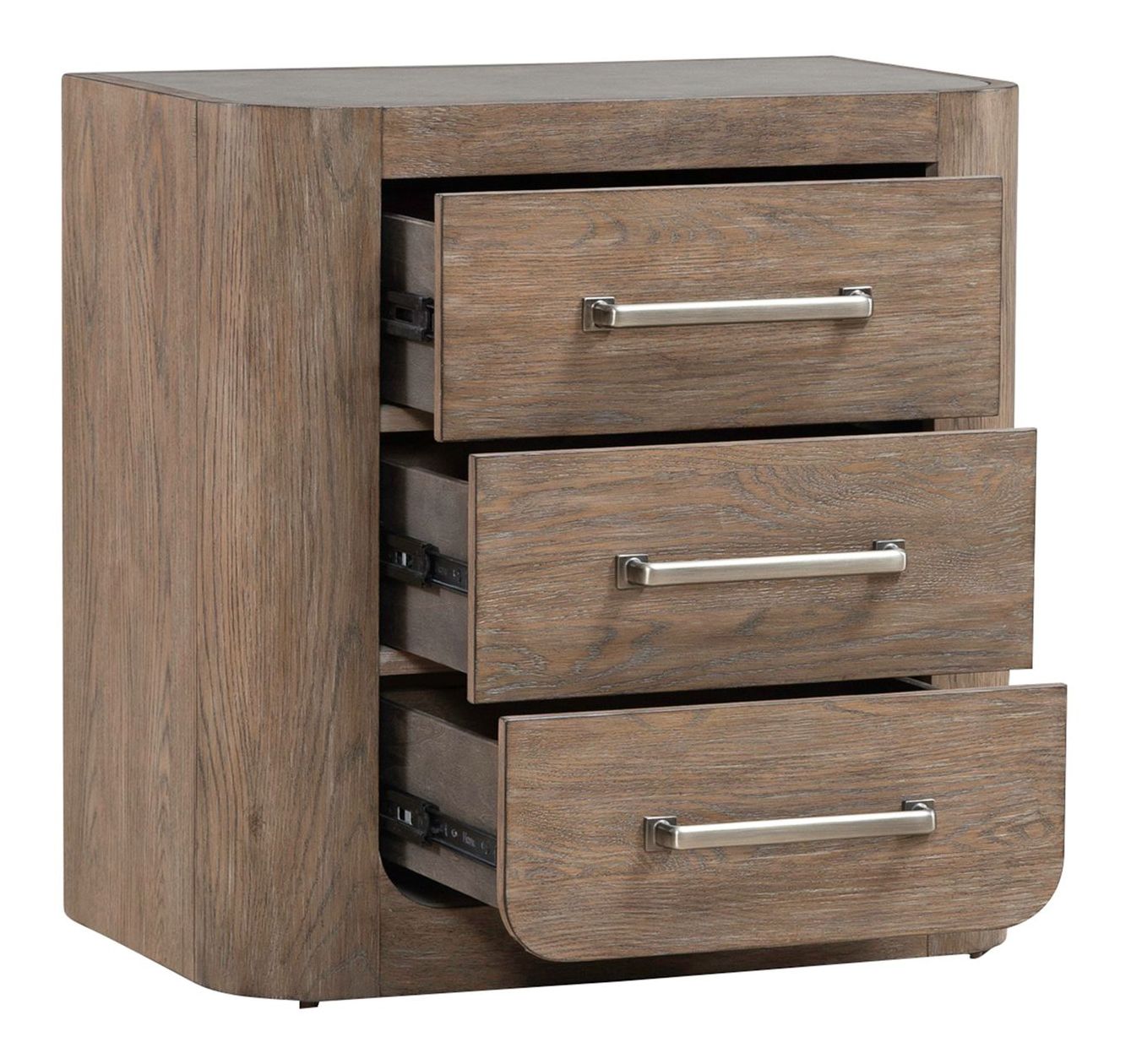 South Bend Wood Nightstand w/Charging Station & 3 Drawers