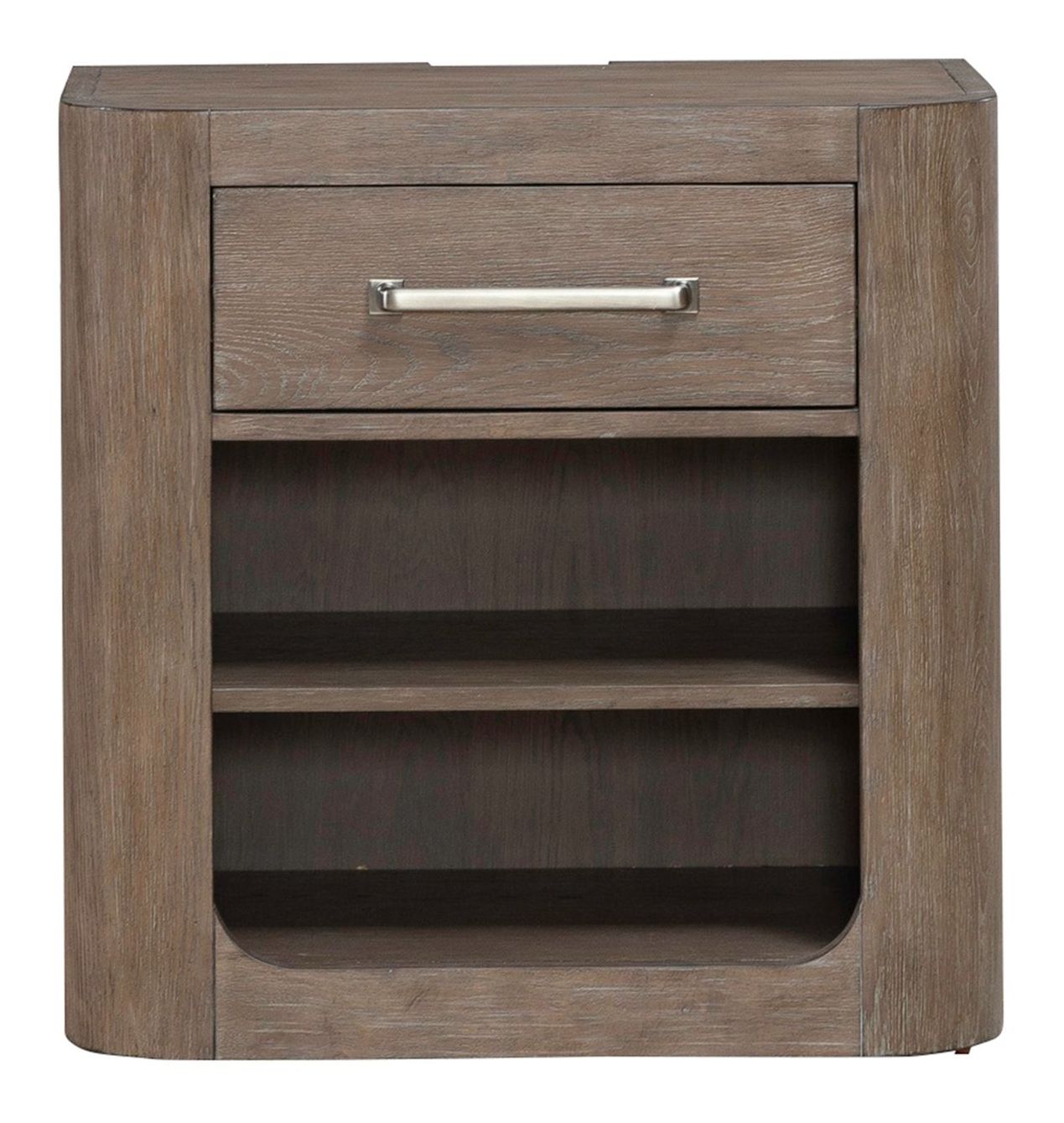South Bend Wood Open Nightstand w/Charging Station & Drawer