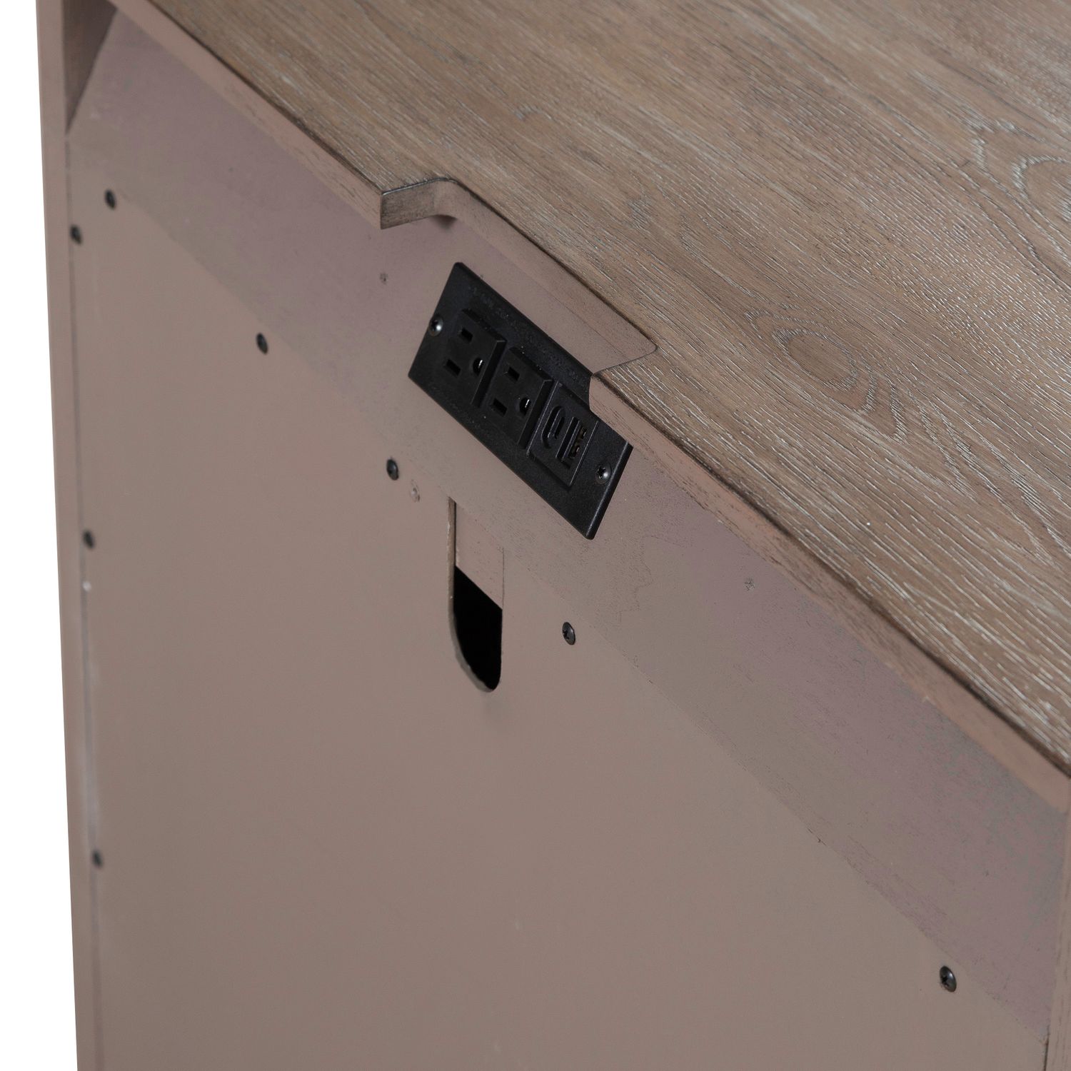 South Bend Wood Open Nightstand w/Charging Station & Drawer