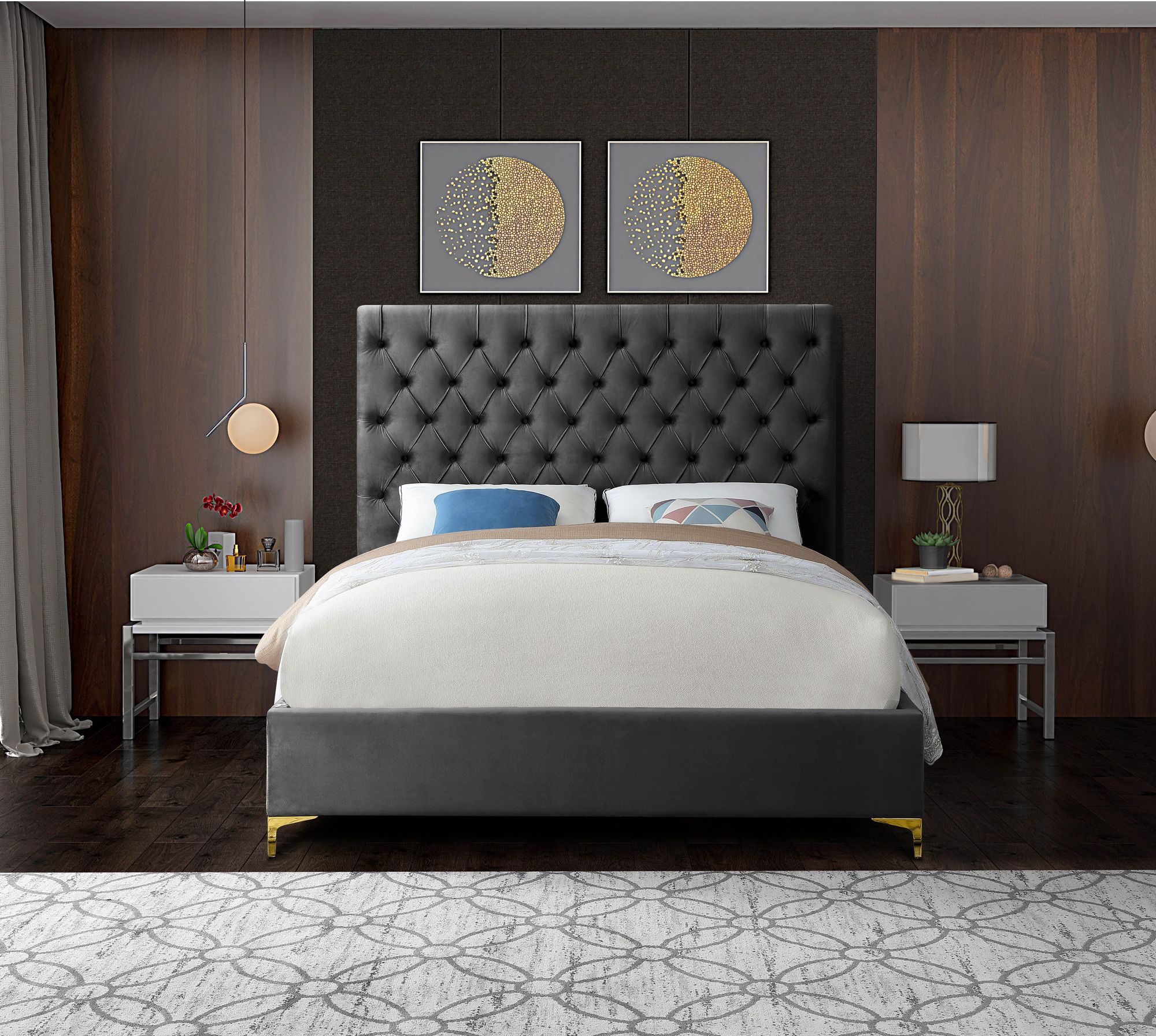 Cruz Velvet Full Size Bed