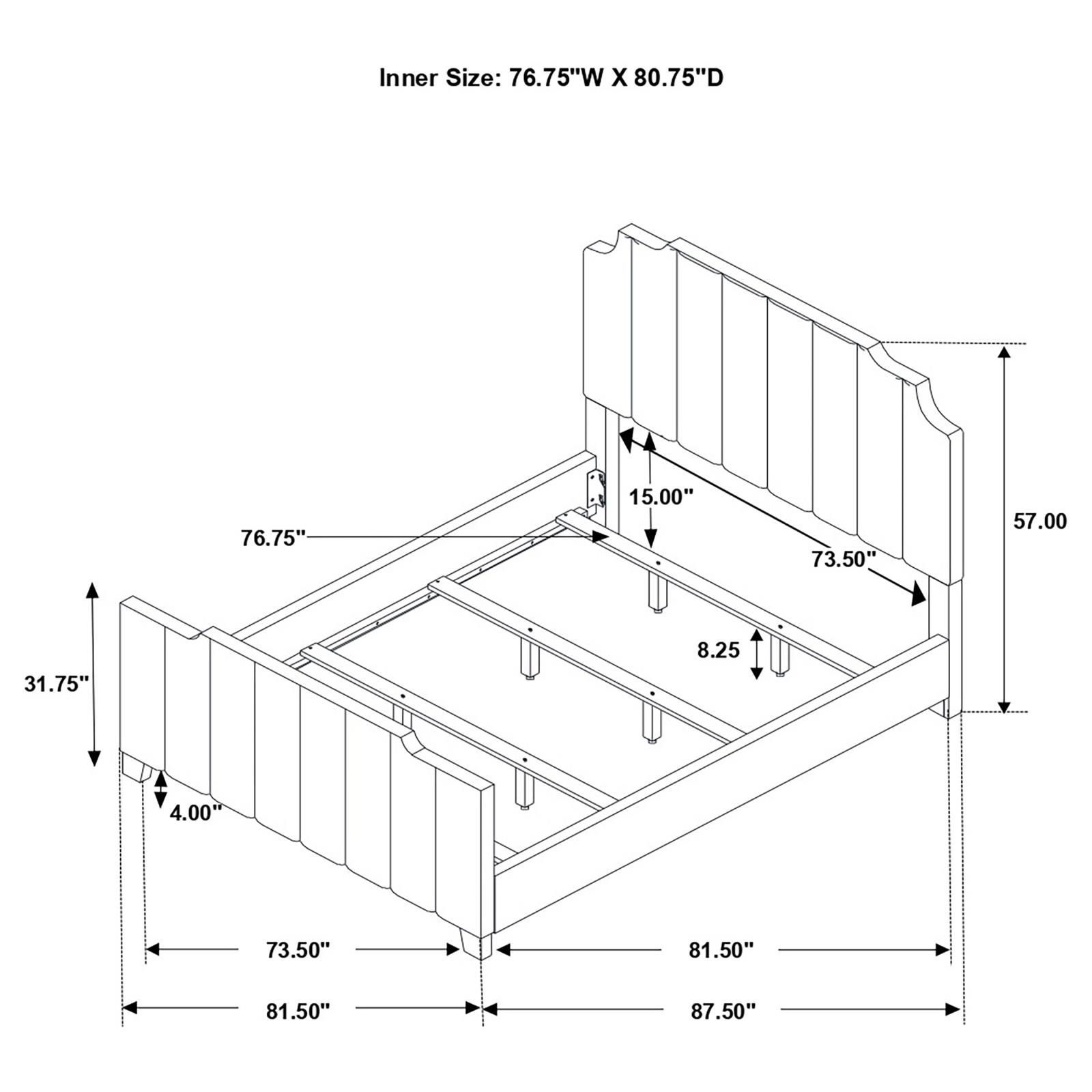 Fiona Fabric Panel Bed, Eastern King Size
