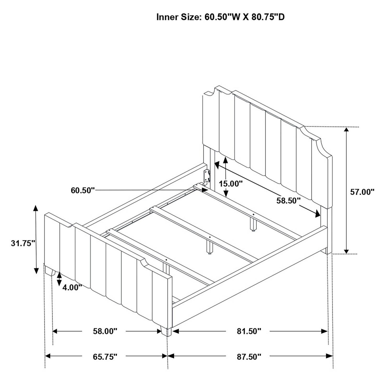 Fiona Fabric Panel Bed, Queen Size
