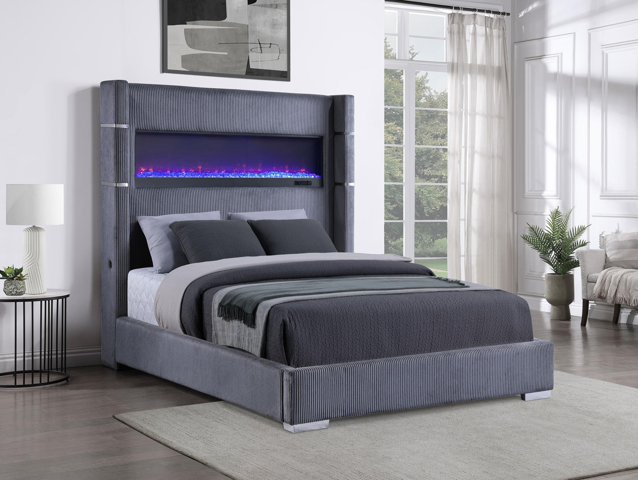 Tisdall Upholstered Queen Flame Visualizer Bed