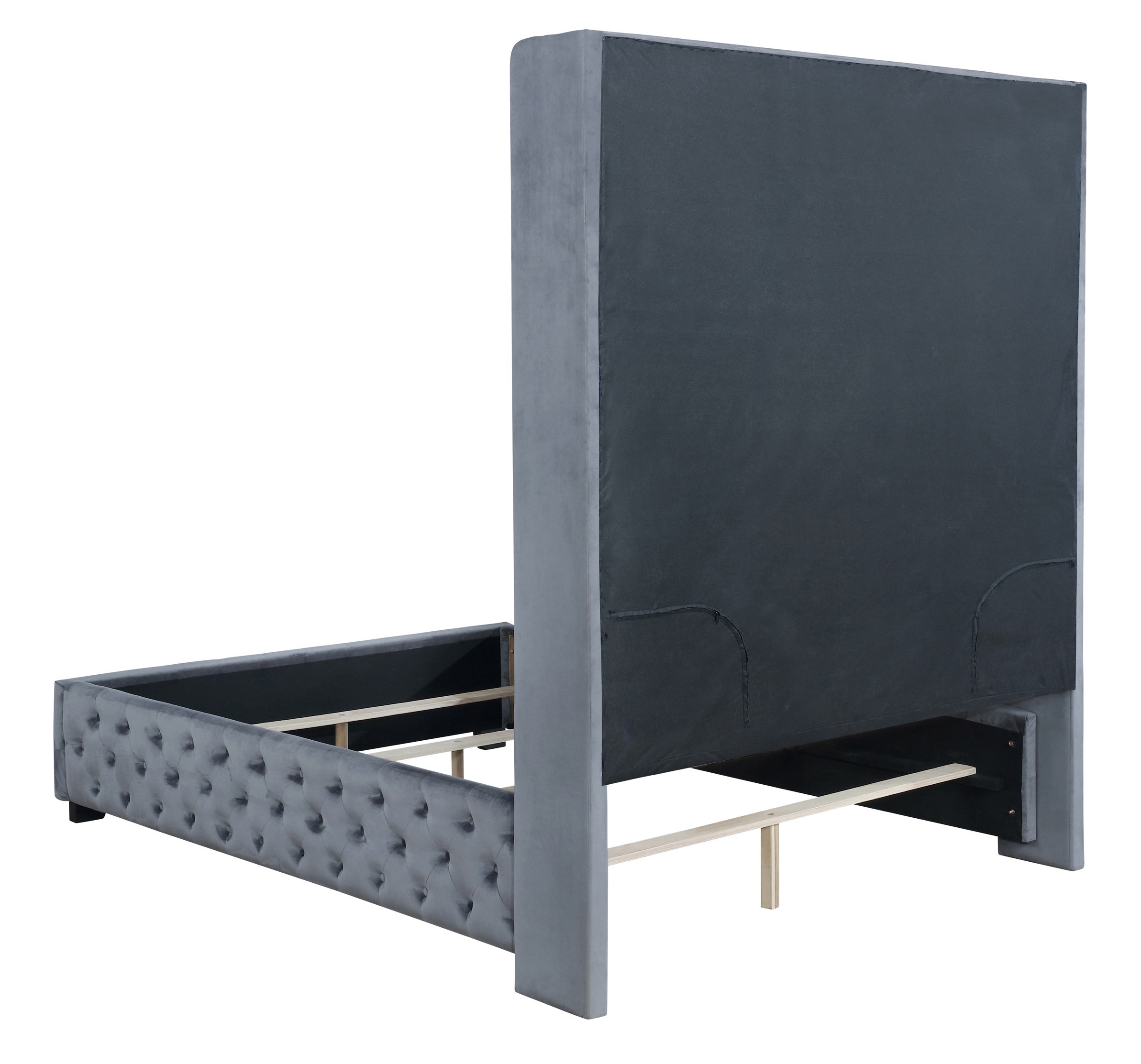 Rocori Velvet Wingback Tufted Bed