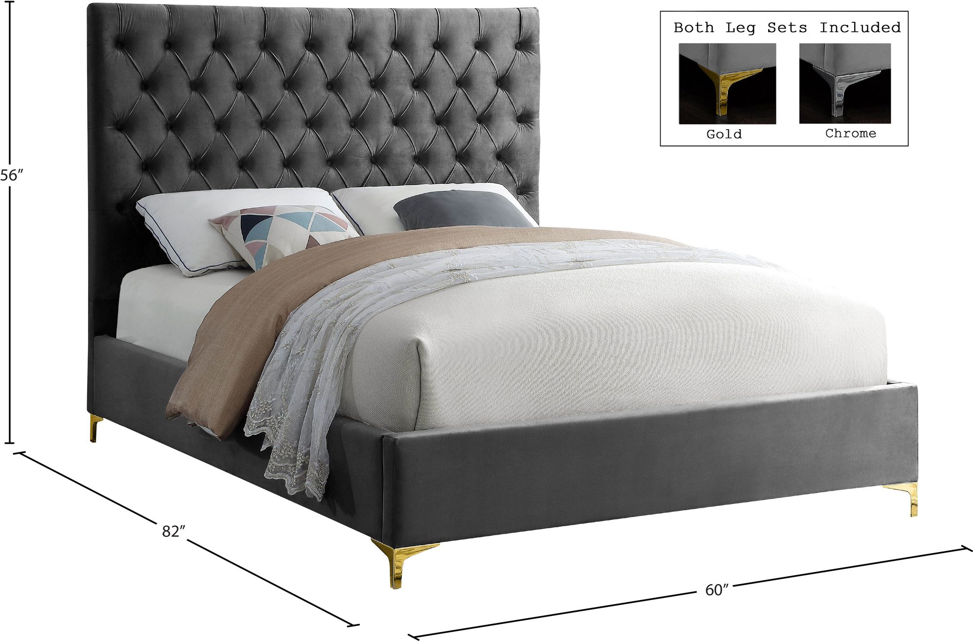 Cruz Velvet Full Size Bed