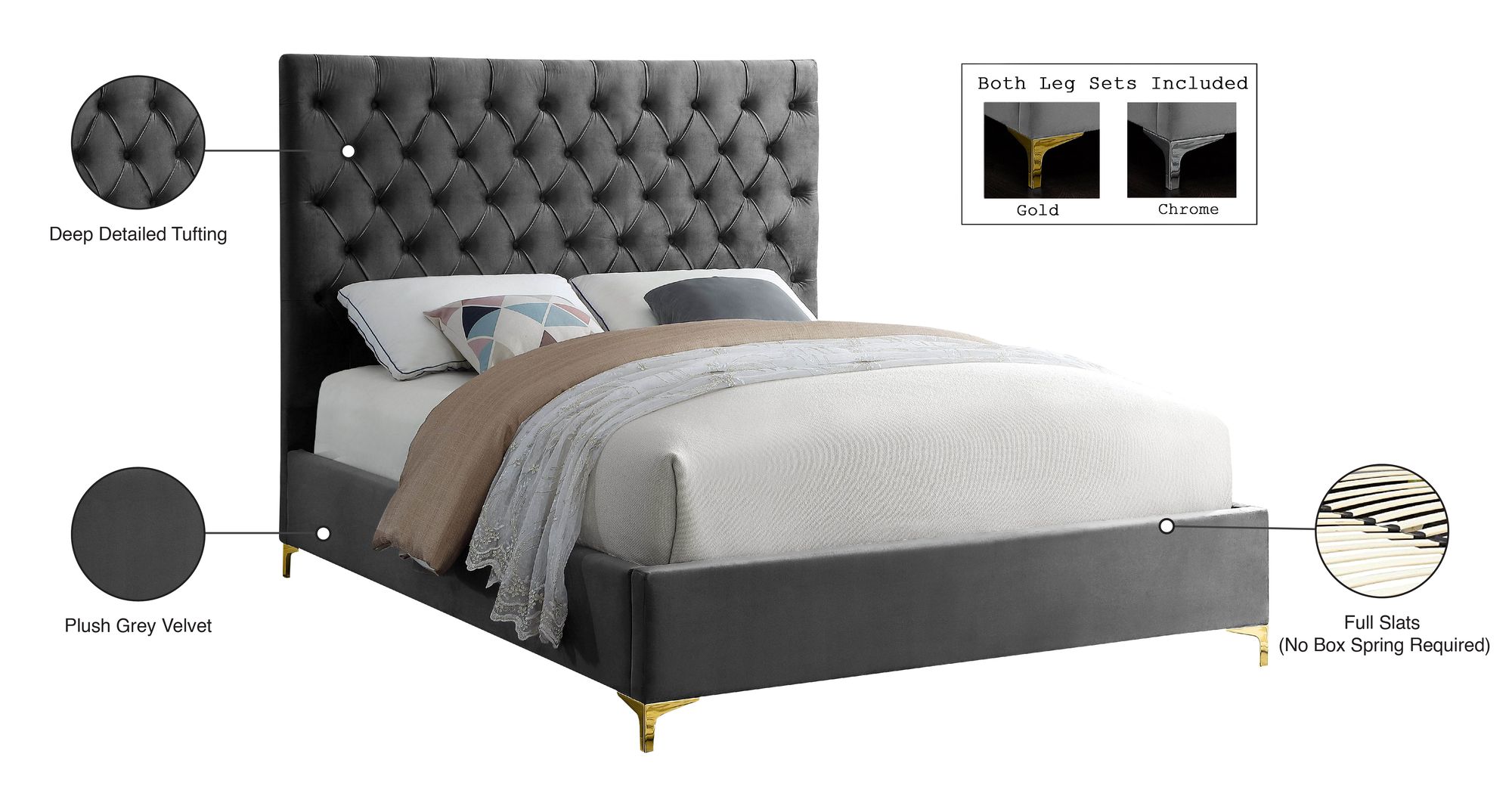 Cruz Velvet Full Size Bed