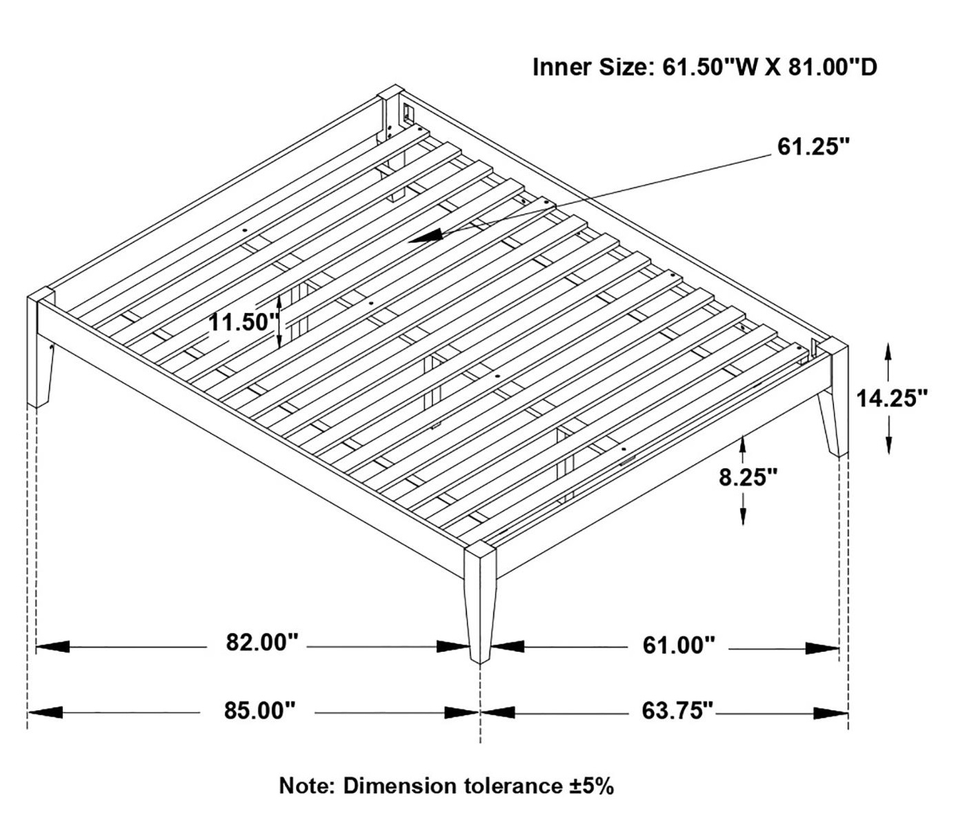 Hounslow Wood Platform Bed, Queen Size