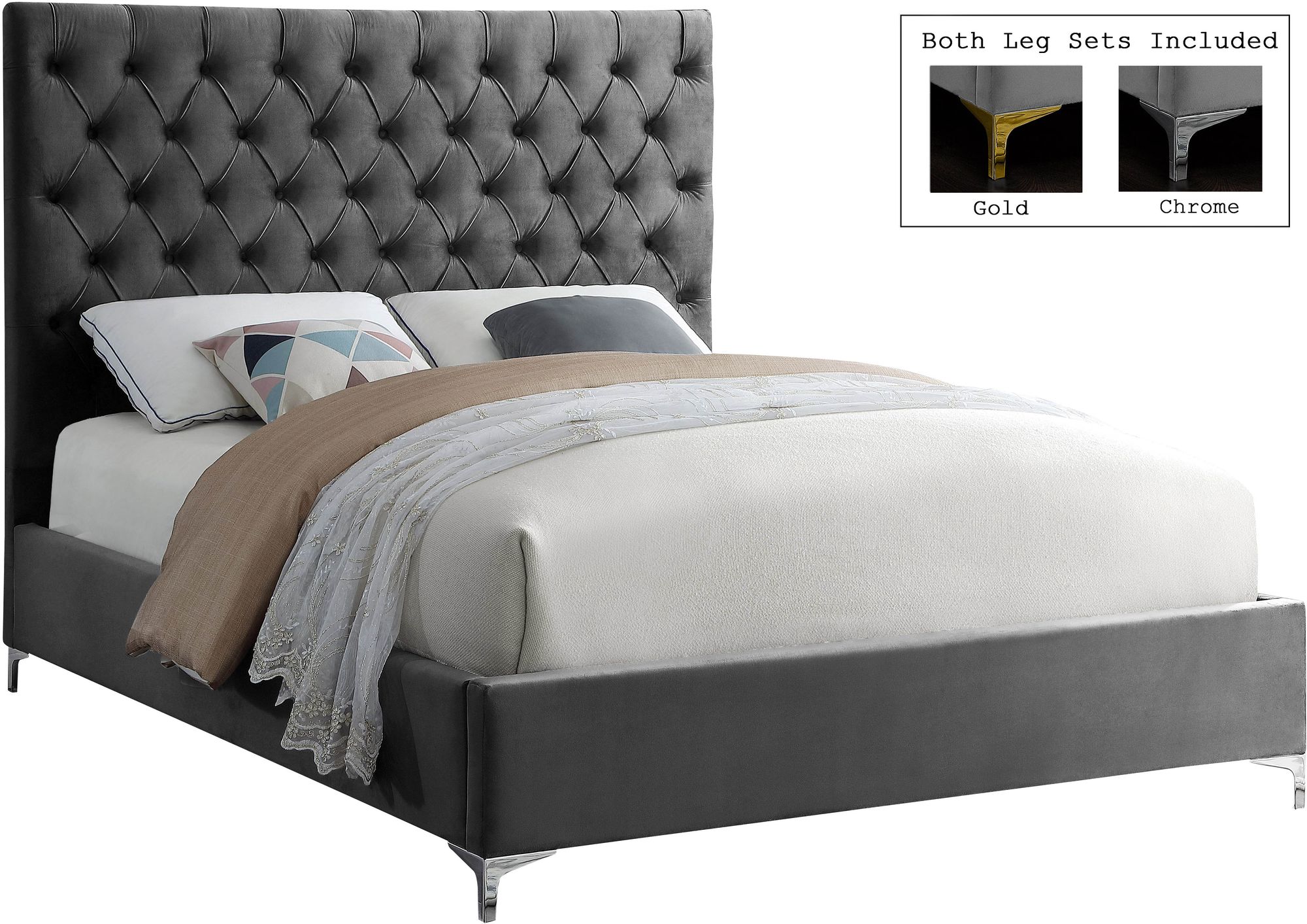 Cruz Velvet King Size Bed