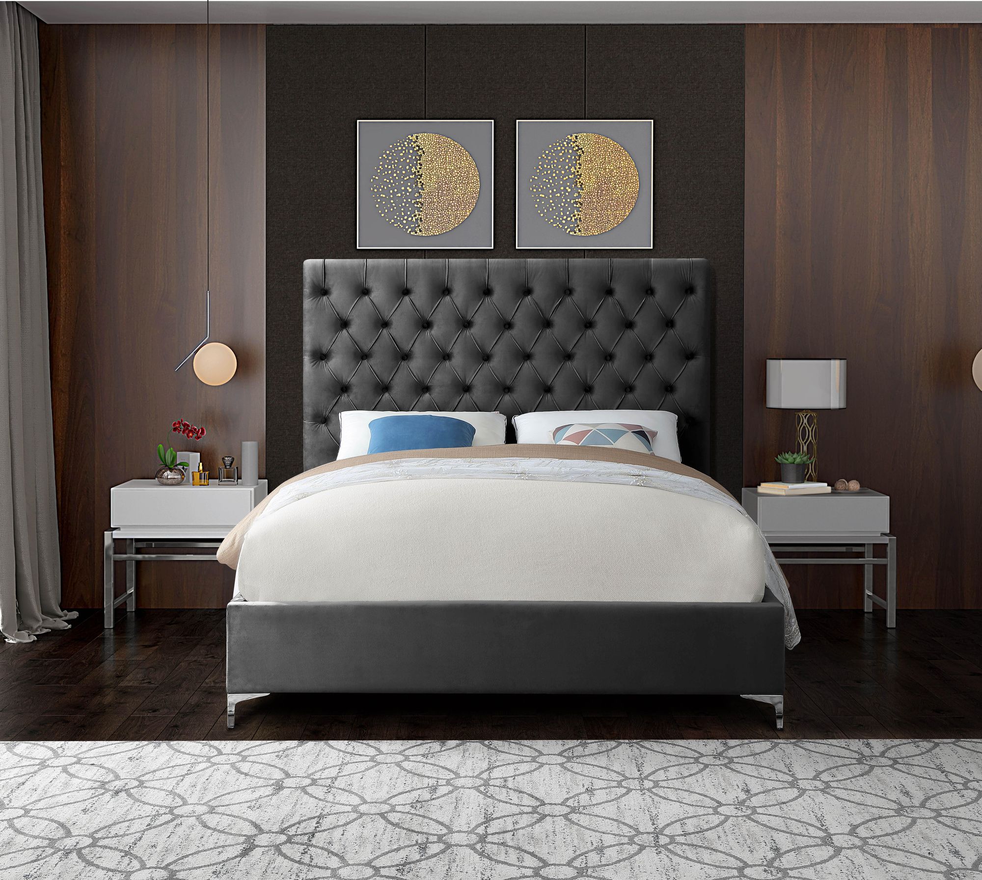 Cruz Velvet King Size Bed