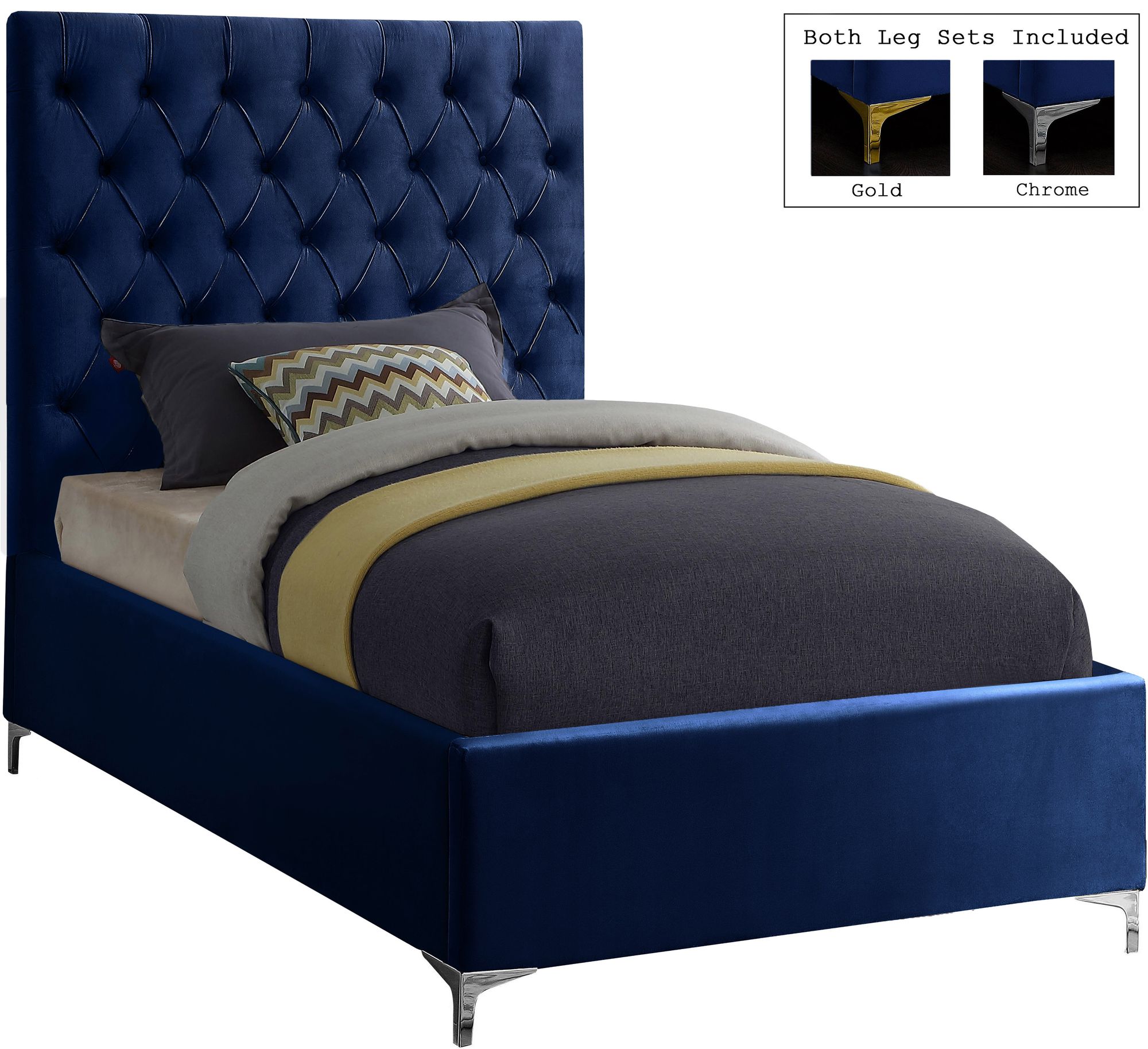Cruz Velvet Twin Size Bed