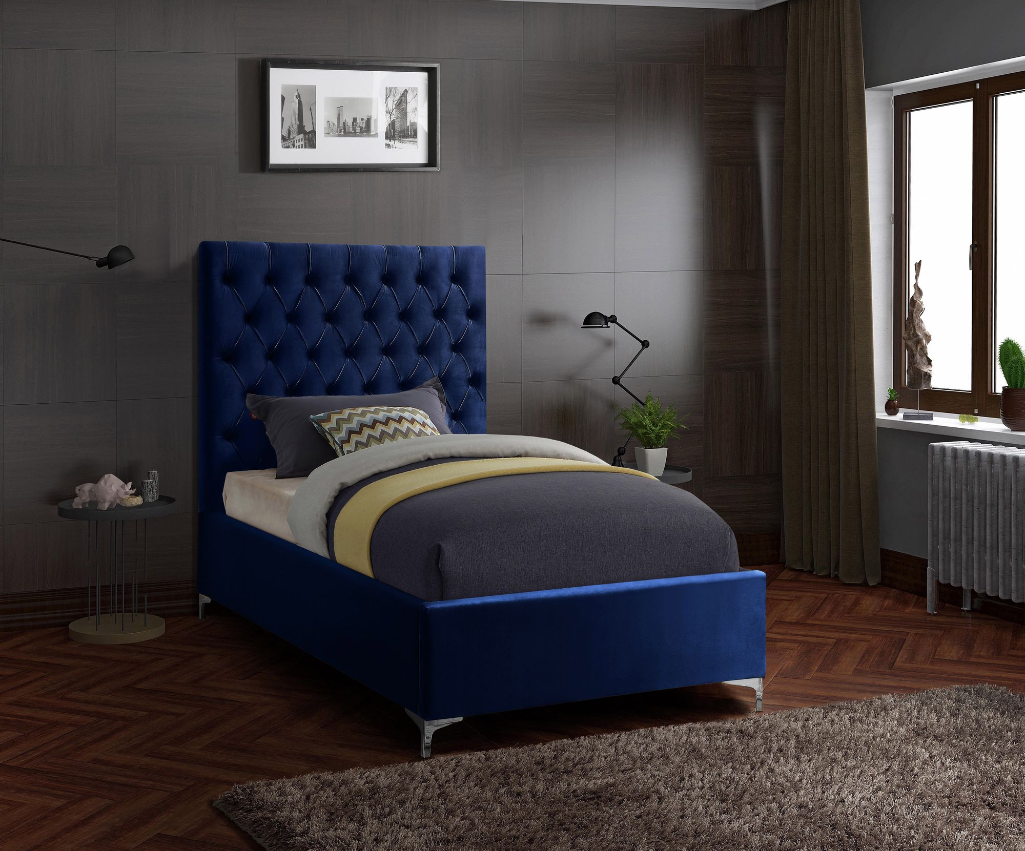 Cruz Velvet Twin Size Bed
