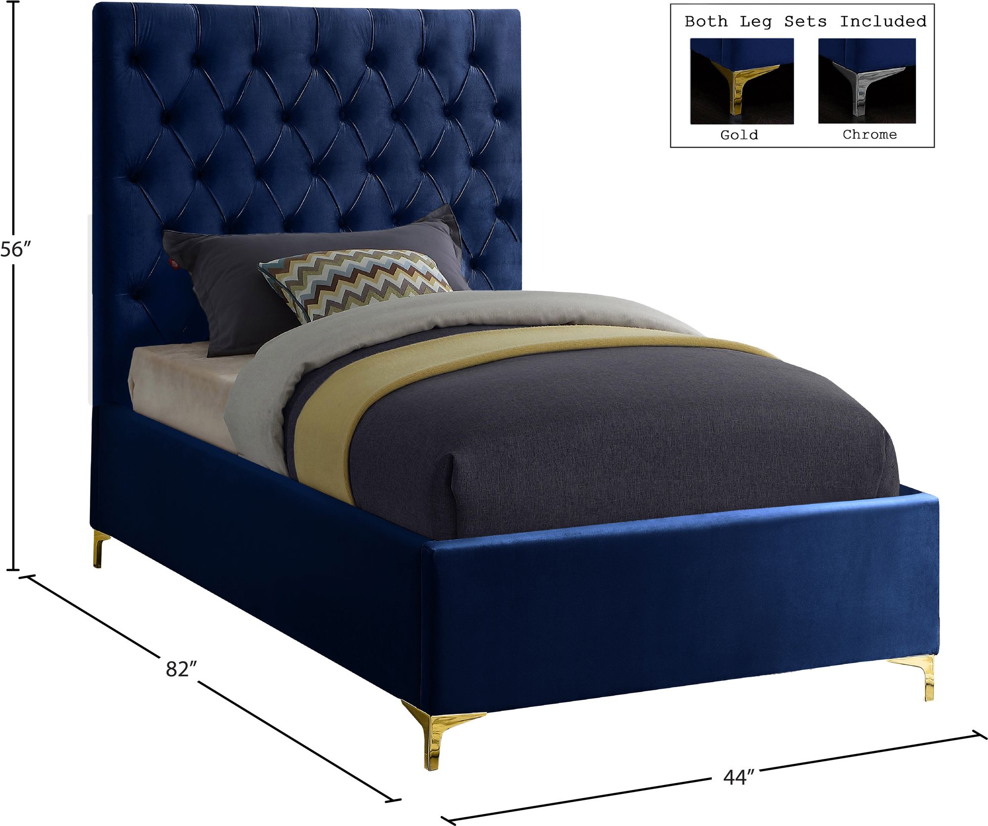 Cruz Velvet Twin Size Bed