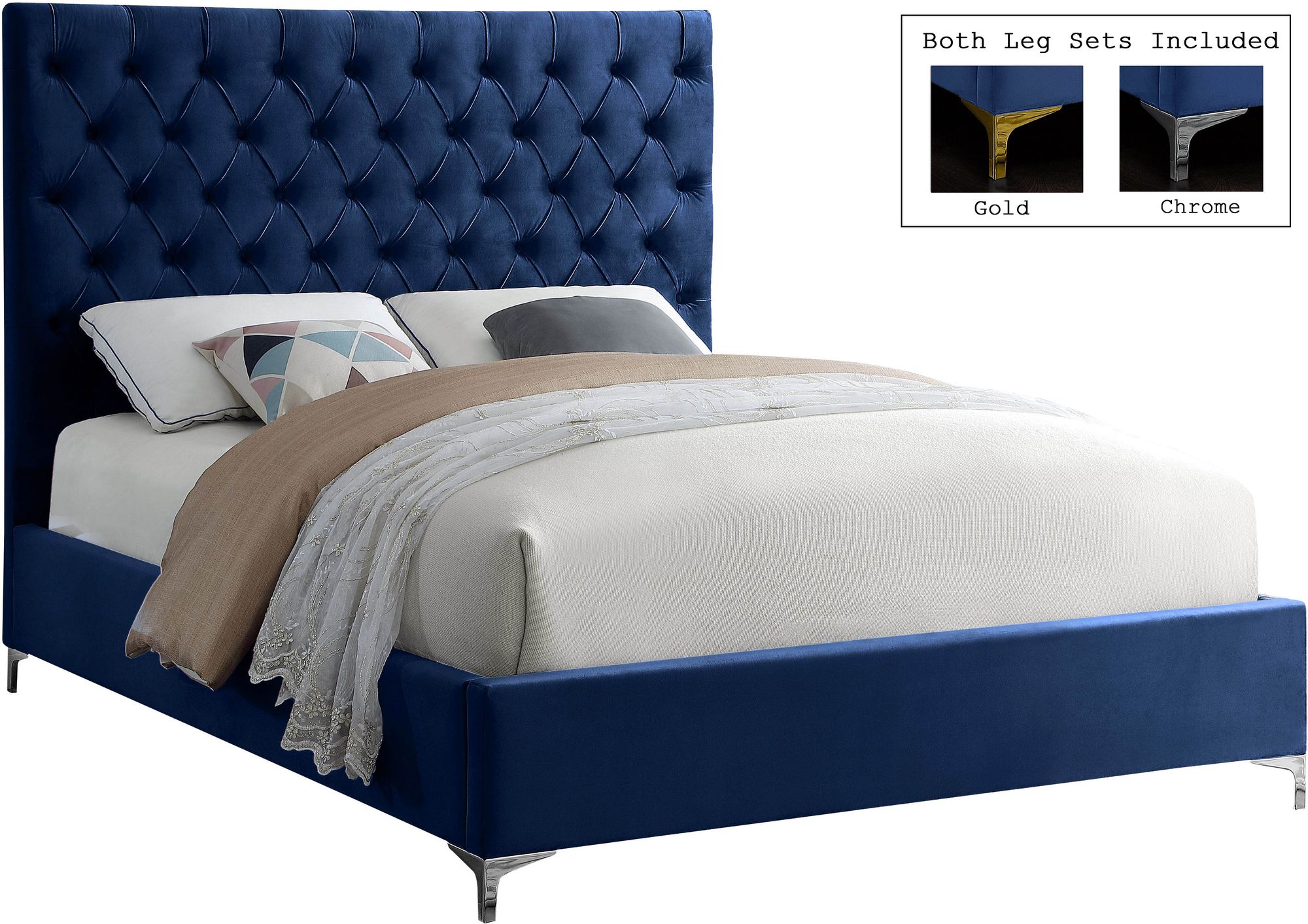 Cruz Velvet Queen Size Bed