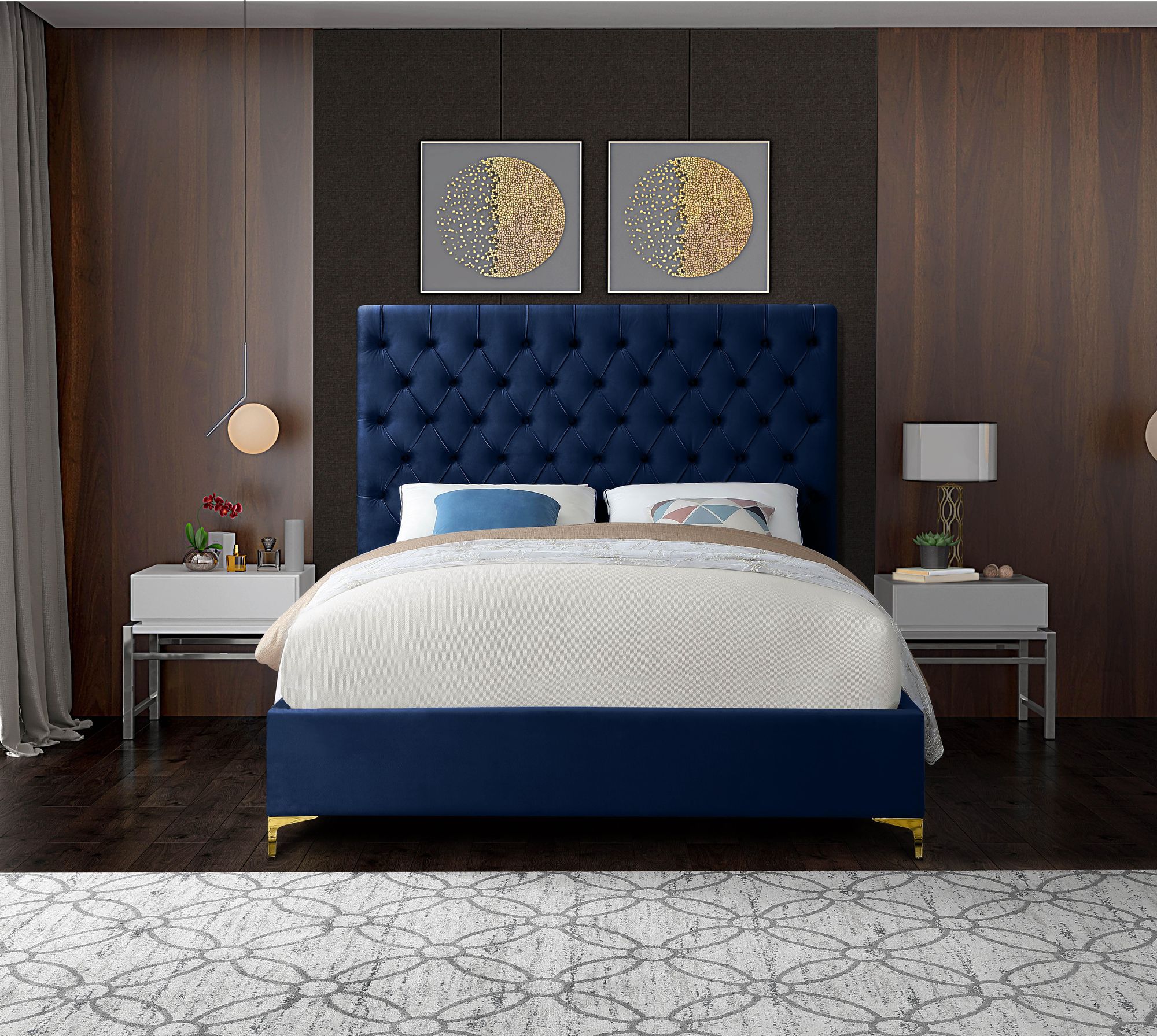 Cruz Velvet King Size Bed