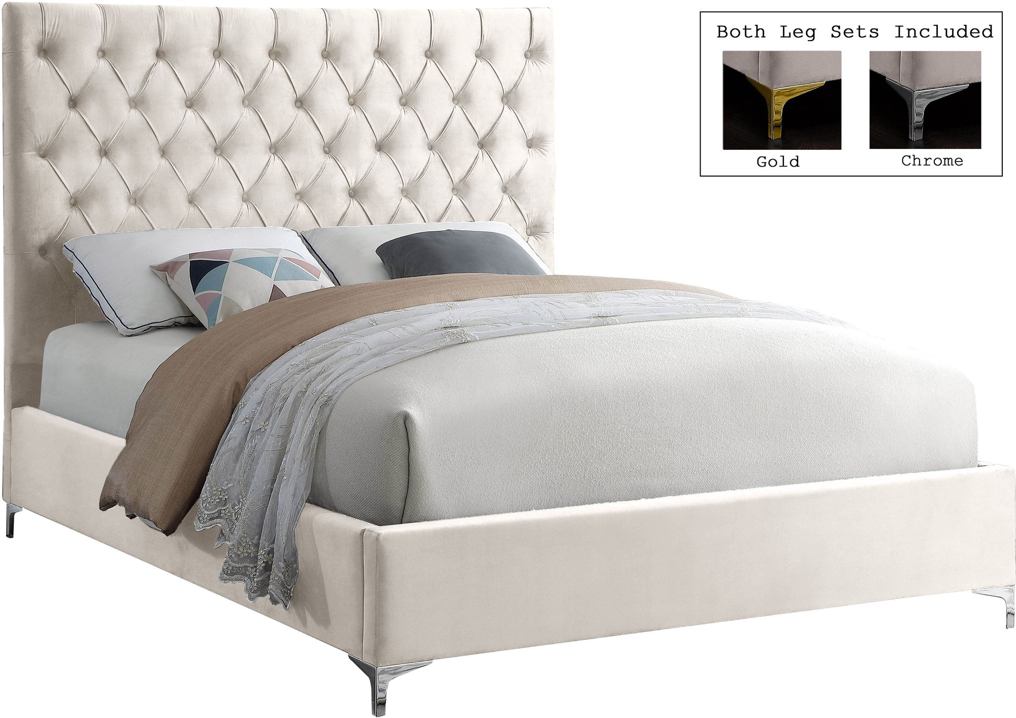 Cruz Velvet Full Size Bed