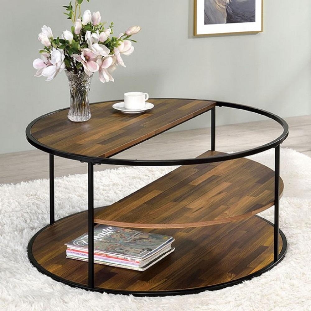 Orrin Paper Veneer/Steel Round Storage Coffee Table Set