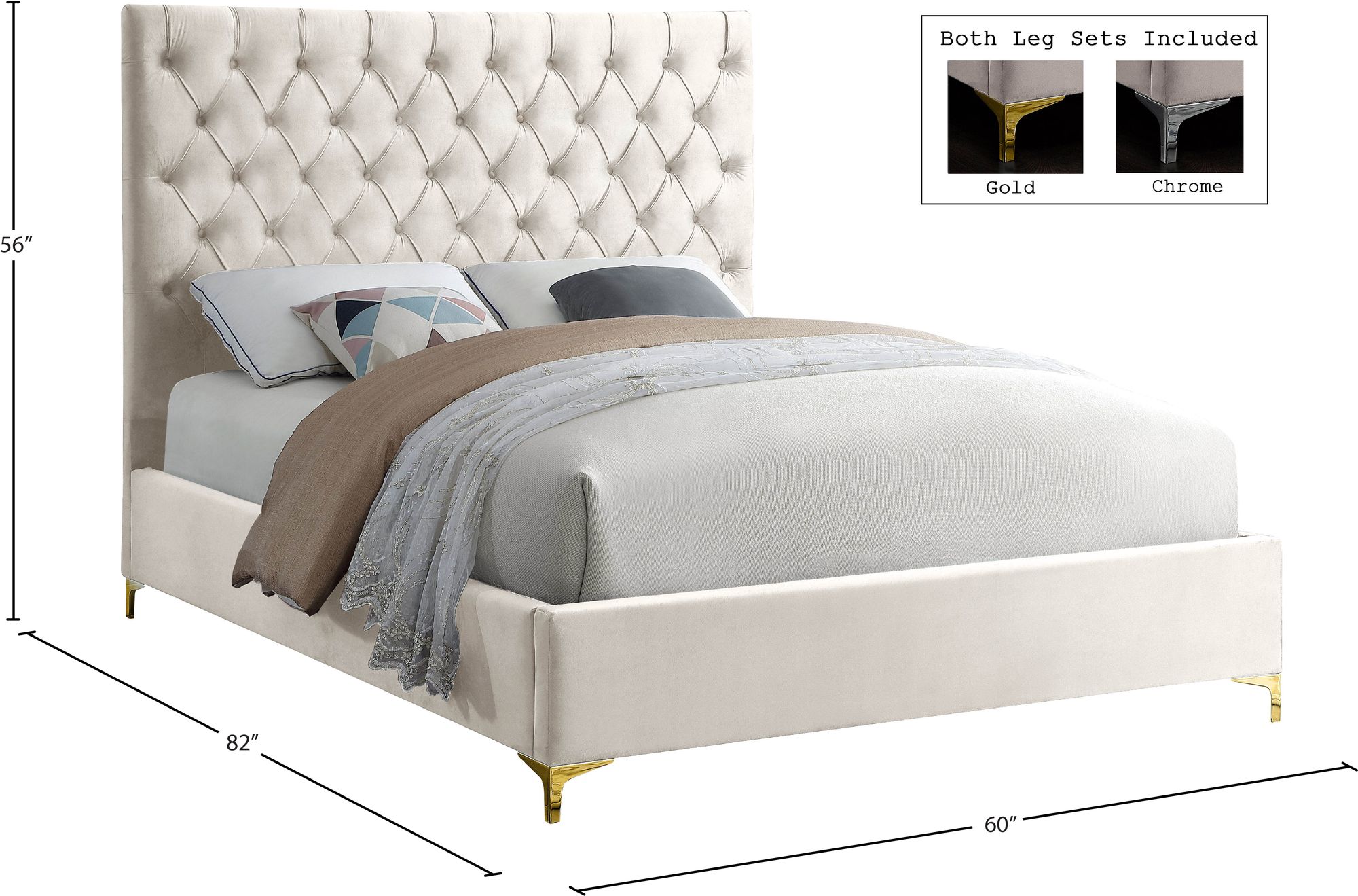 Cruz Velvet Full Size Bed