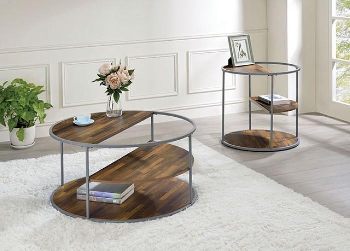 Orrin Paper Veneer/Steel Round Storage Coffee Table Set
