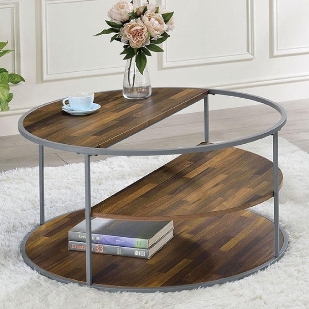 Orrin Paper Veneer/Steel Round Storage Coffee Table