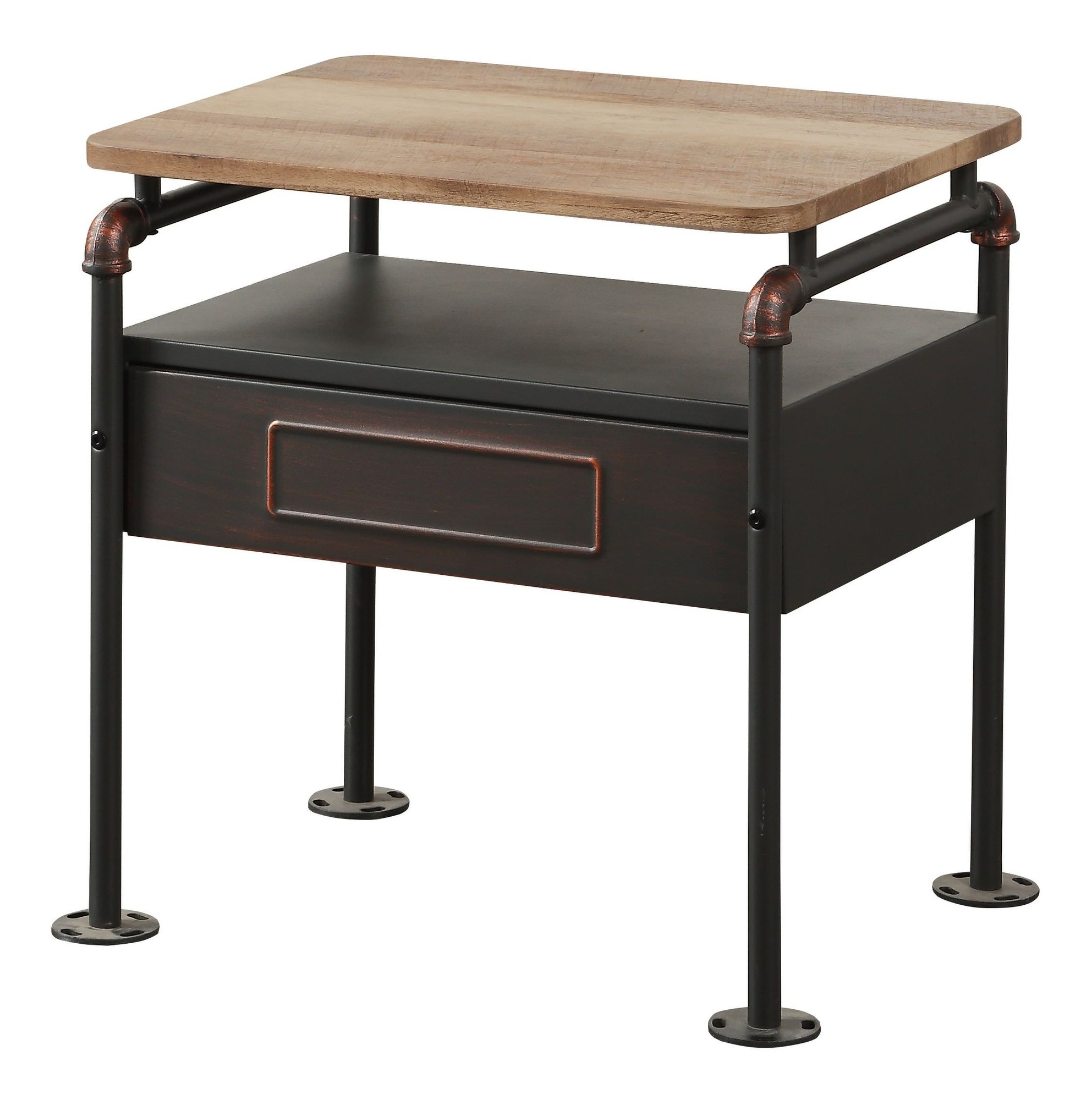 Nicipolis Wood/Metal Side Table/Nightstand