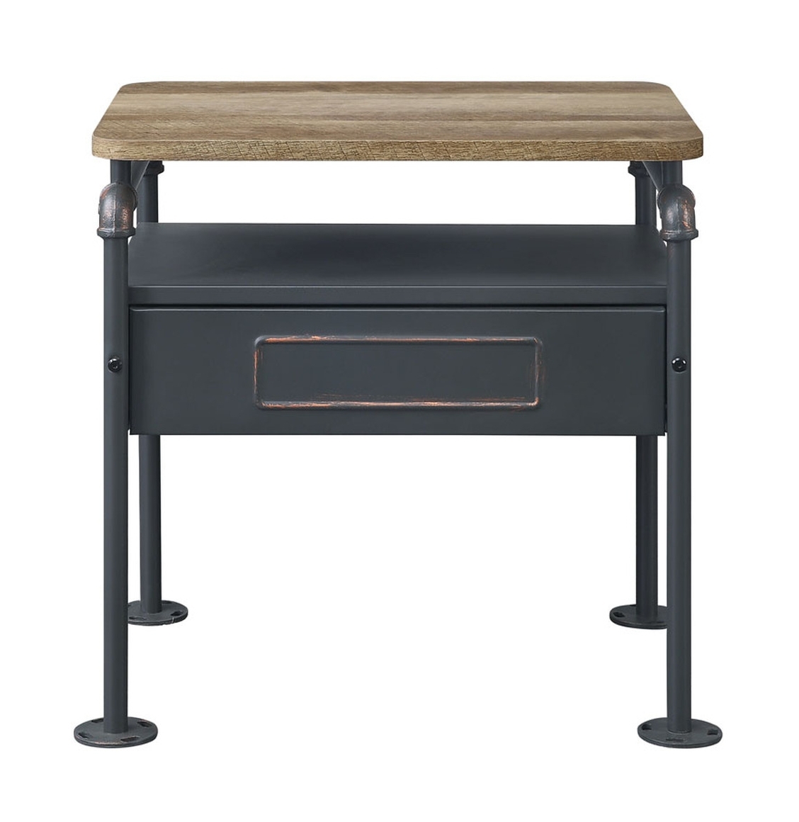 Nicipolis Wood/Metal Side Table/Nightstand