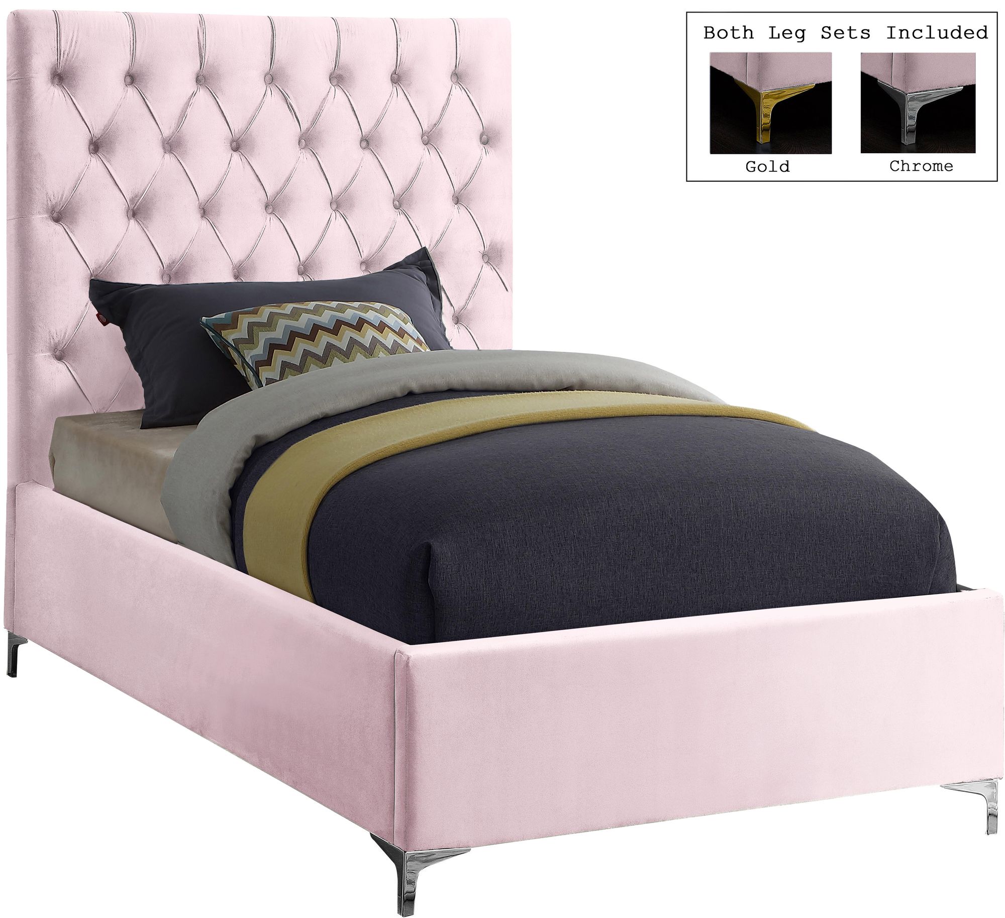 Cruz Velvet Twin Size Bed
