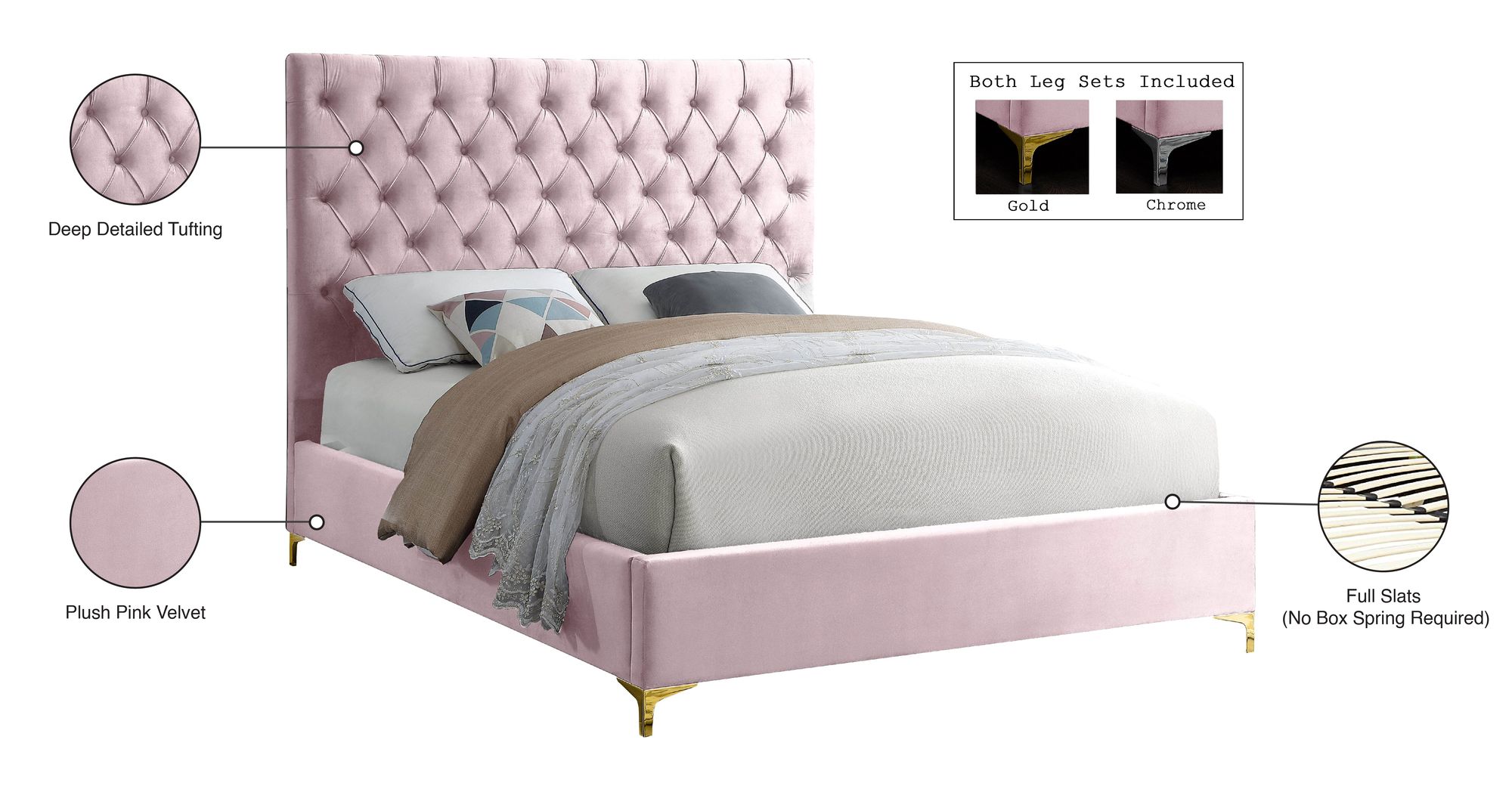 Cruz Velvet Full Size Bed
