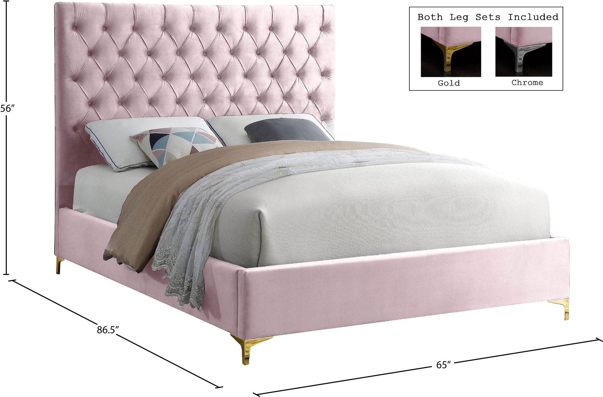 Cruz Velvet Queen Size Bed