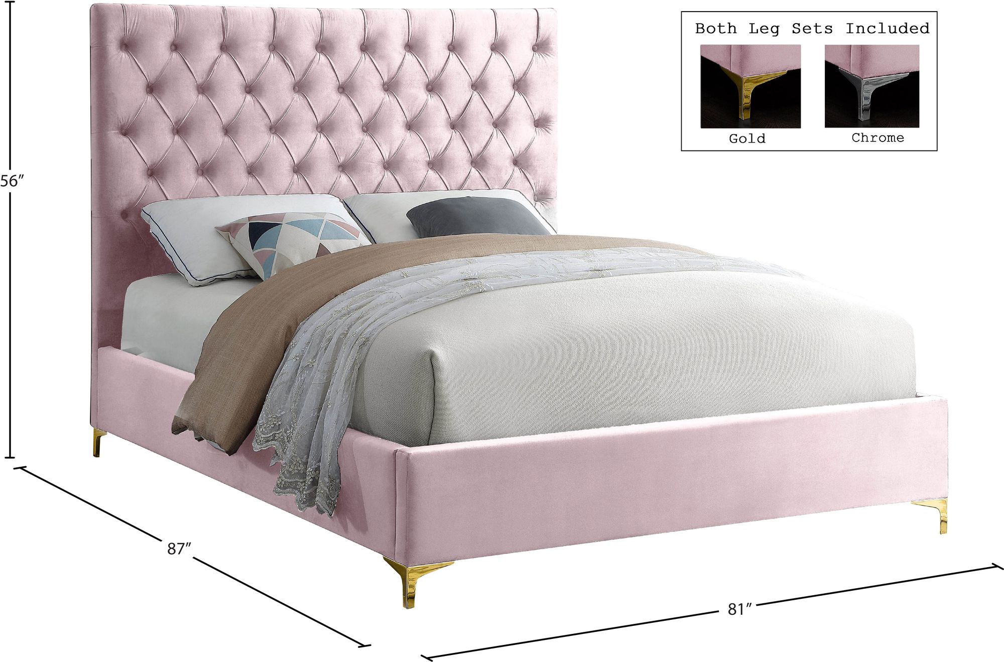 Cruz Velvet King Size Bed