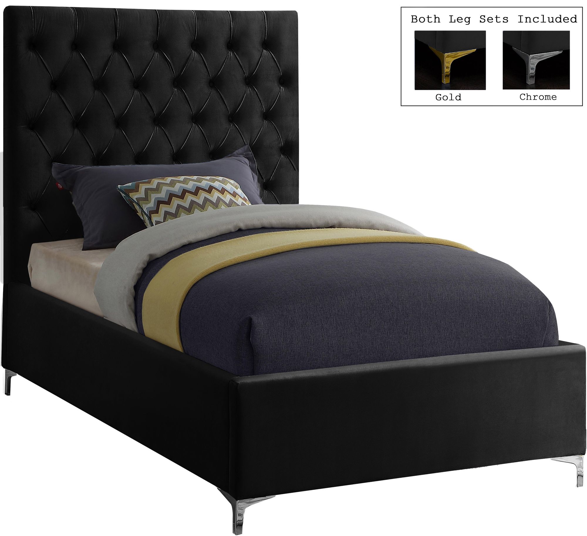 Cruz Velvet Twin Size Bed