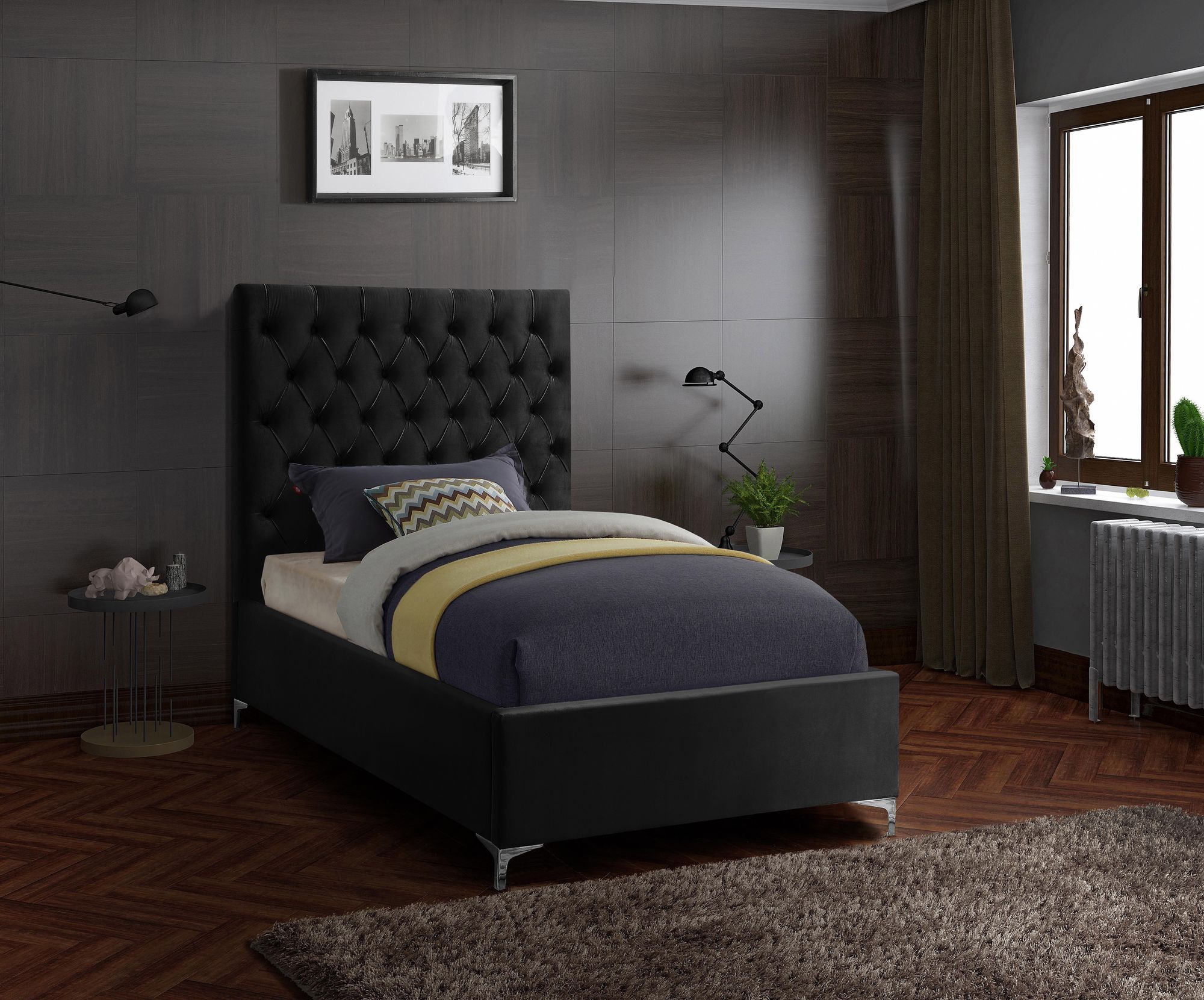 Cruz Velvet Twin Size Bed