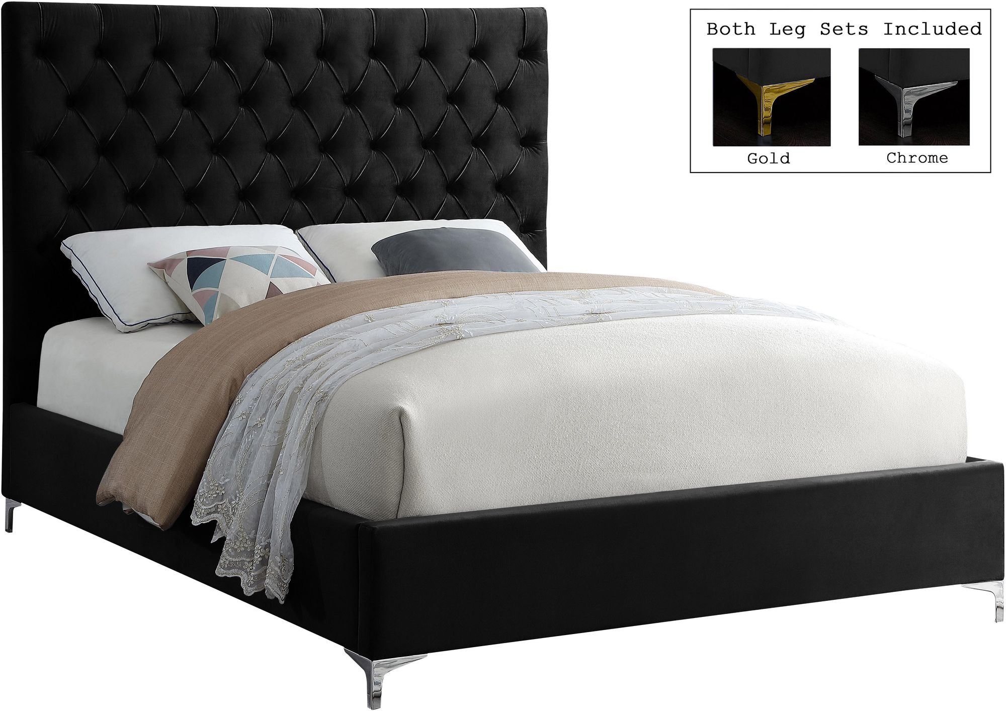 Cruz Velvet Full Size Bed