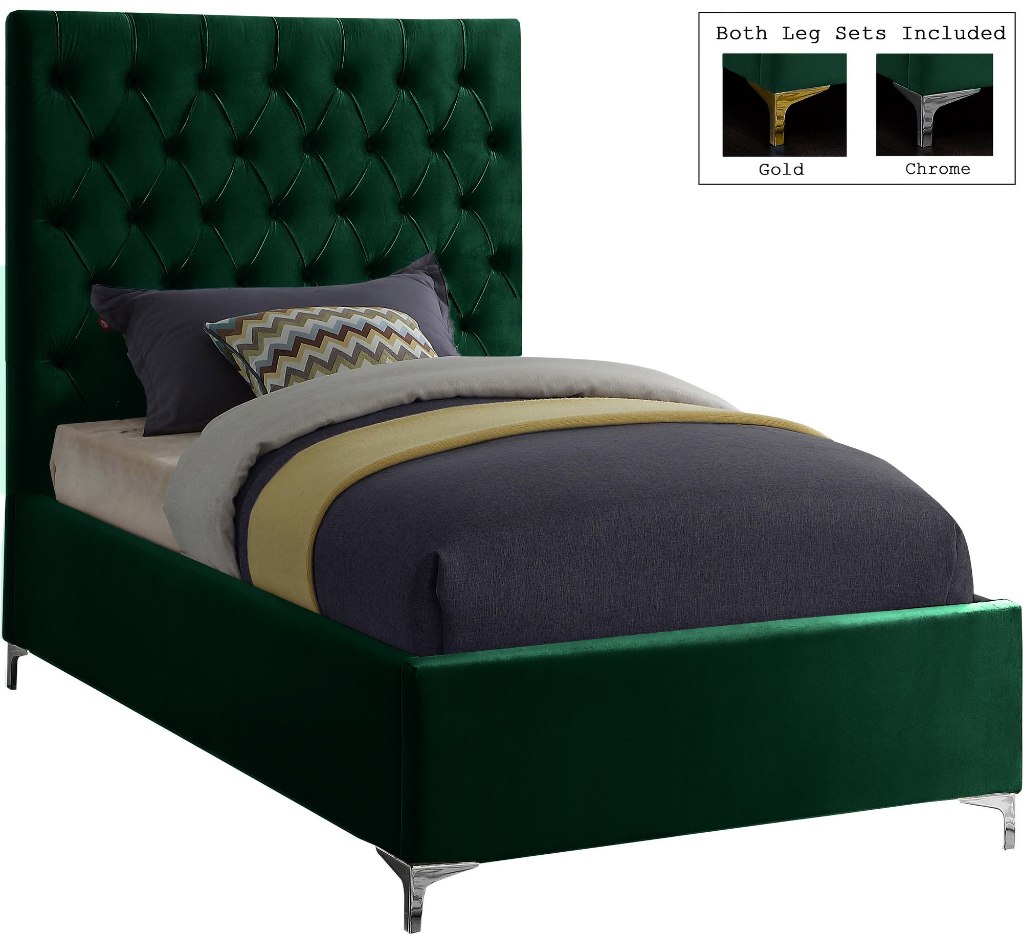 Cruz Velvet Twin Size Bed