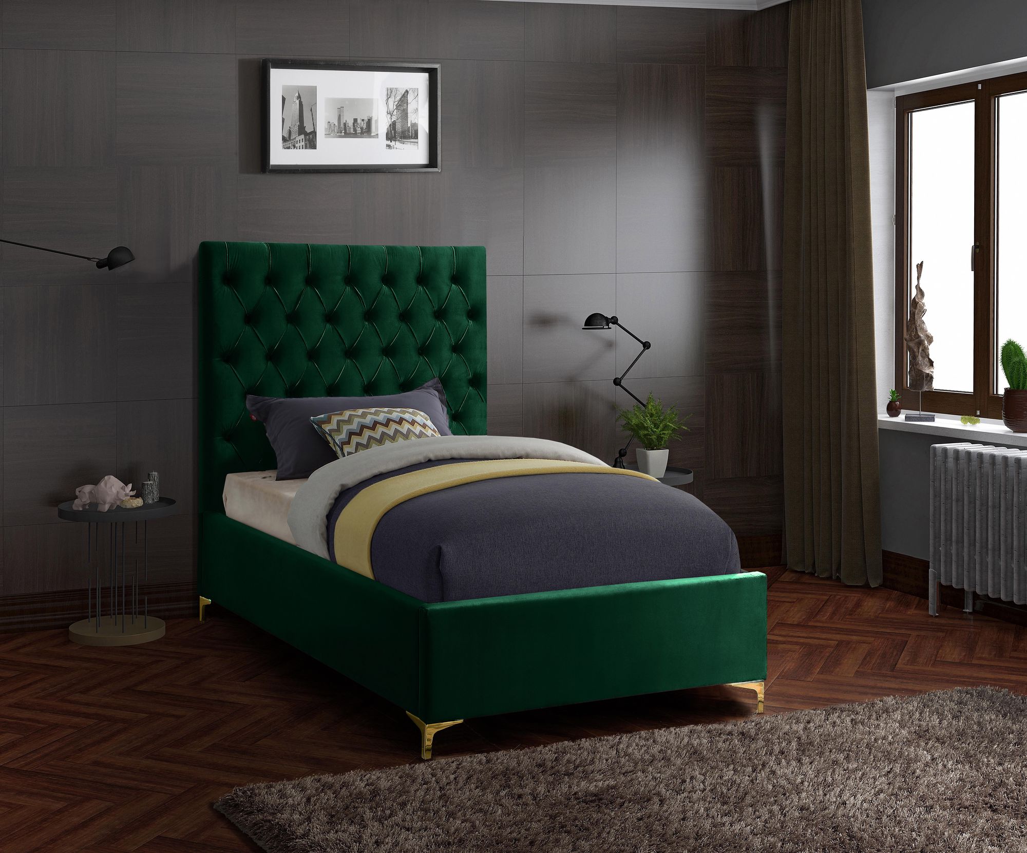 Cruz Velvet Twin Size Bed