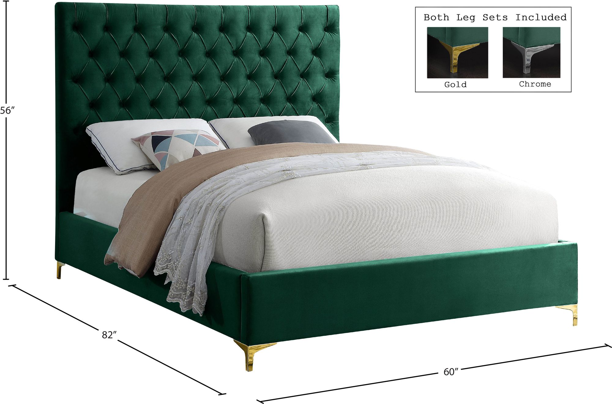 Cruz Velvet Full Size Bed