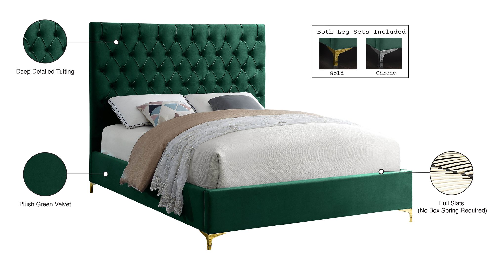 Cruz Velvet Full Size Bed