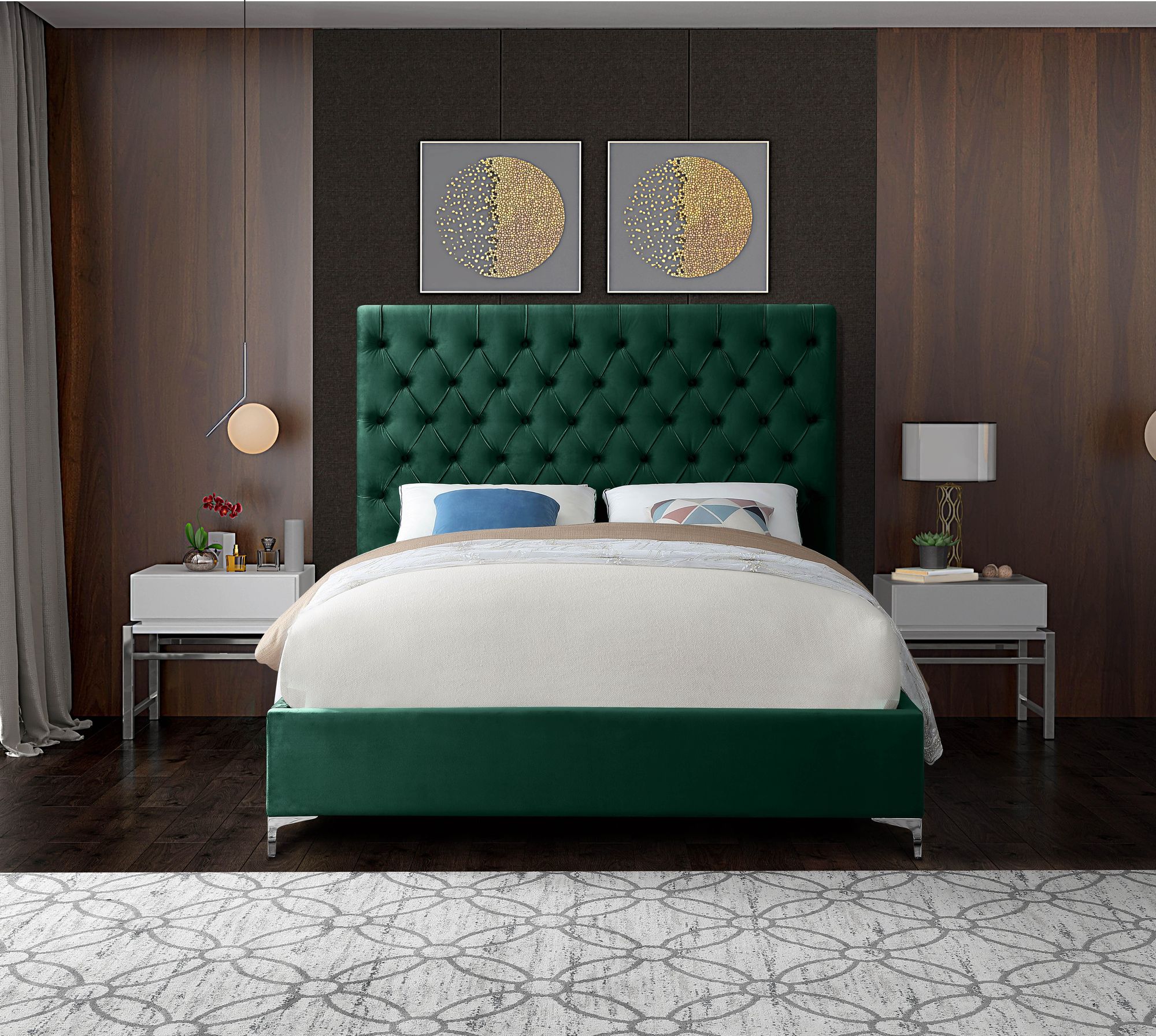 Cruz Velvet Queen Size Bed