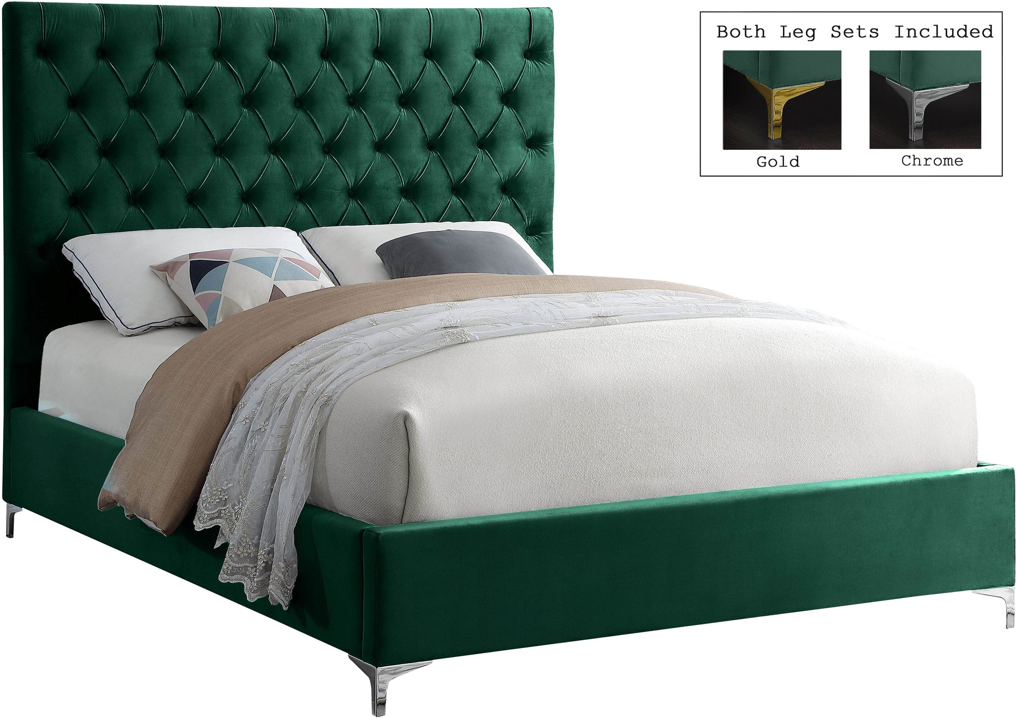 Cruz Velvet King Size Bed
