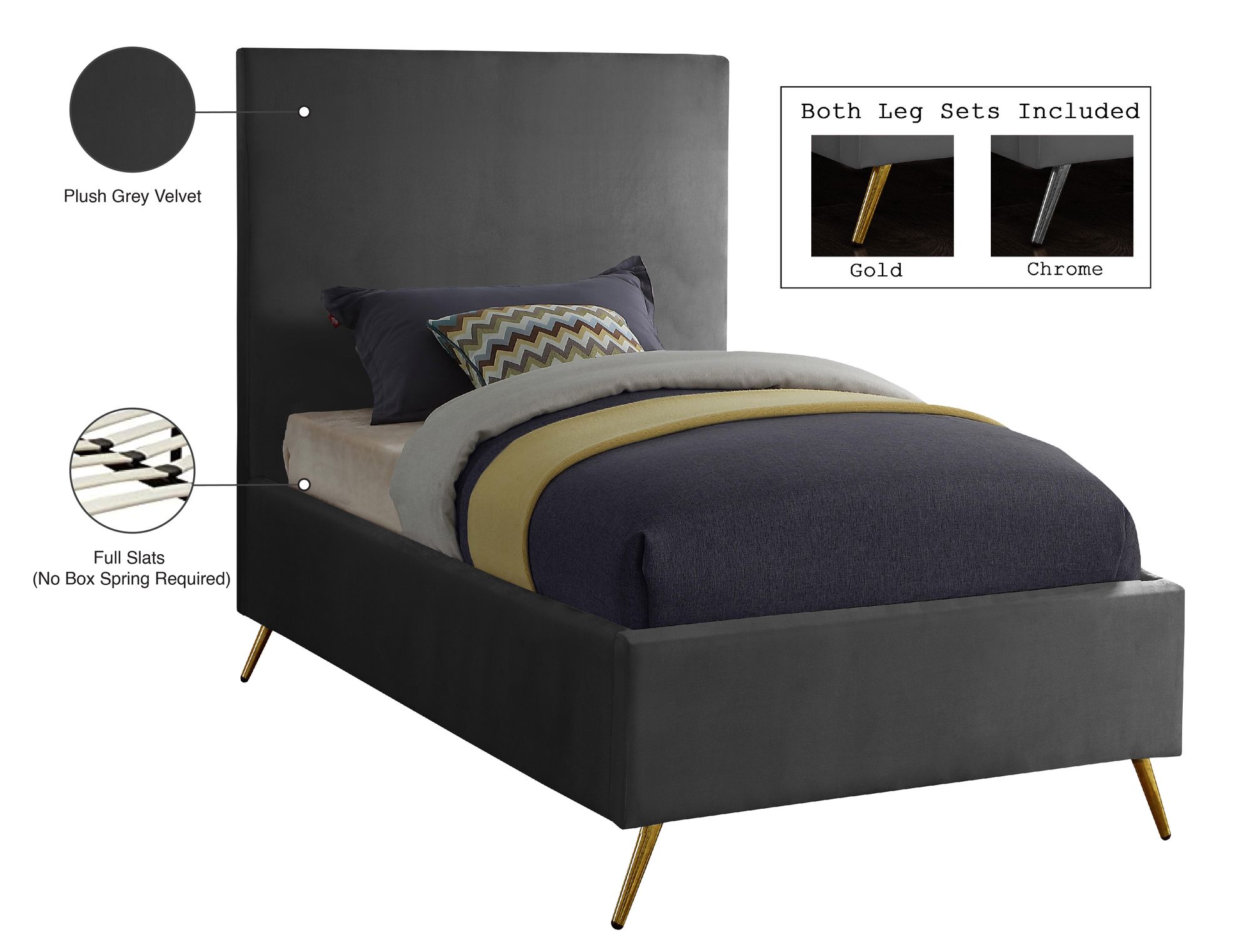 Jasmine Velvet Twin Size Bed