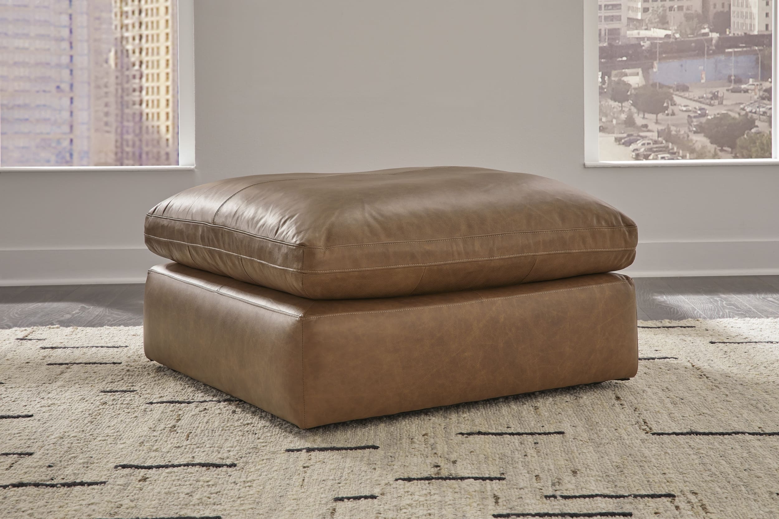 Emilia Leather Oversized Accent Ottoman