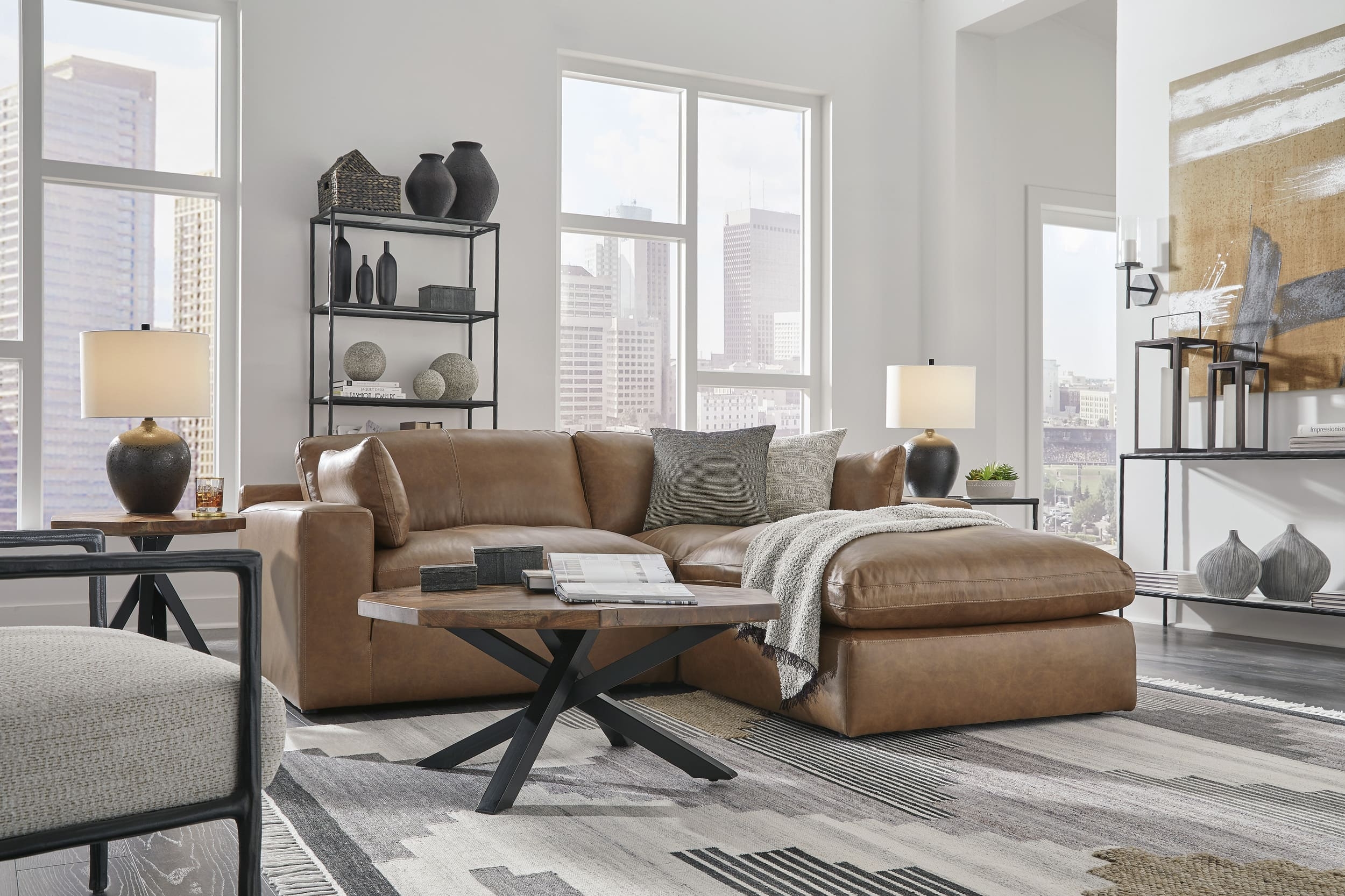 Emilia Leather Oversized Accent Ottoman