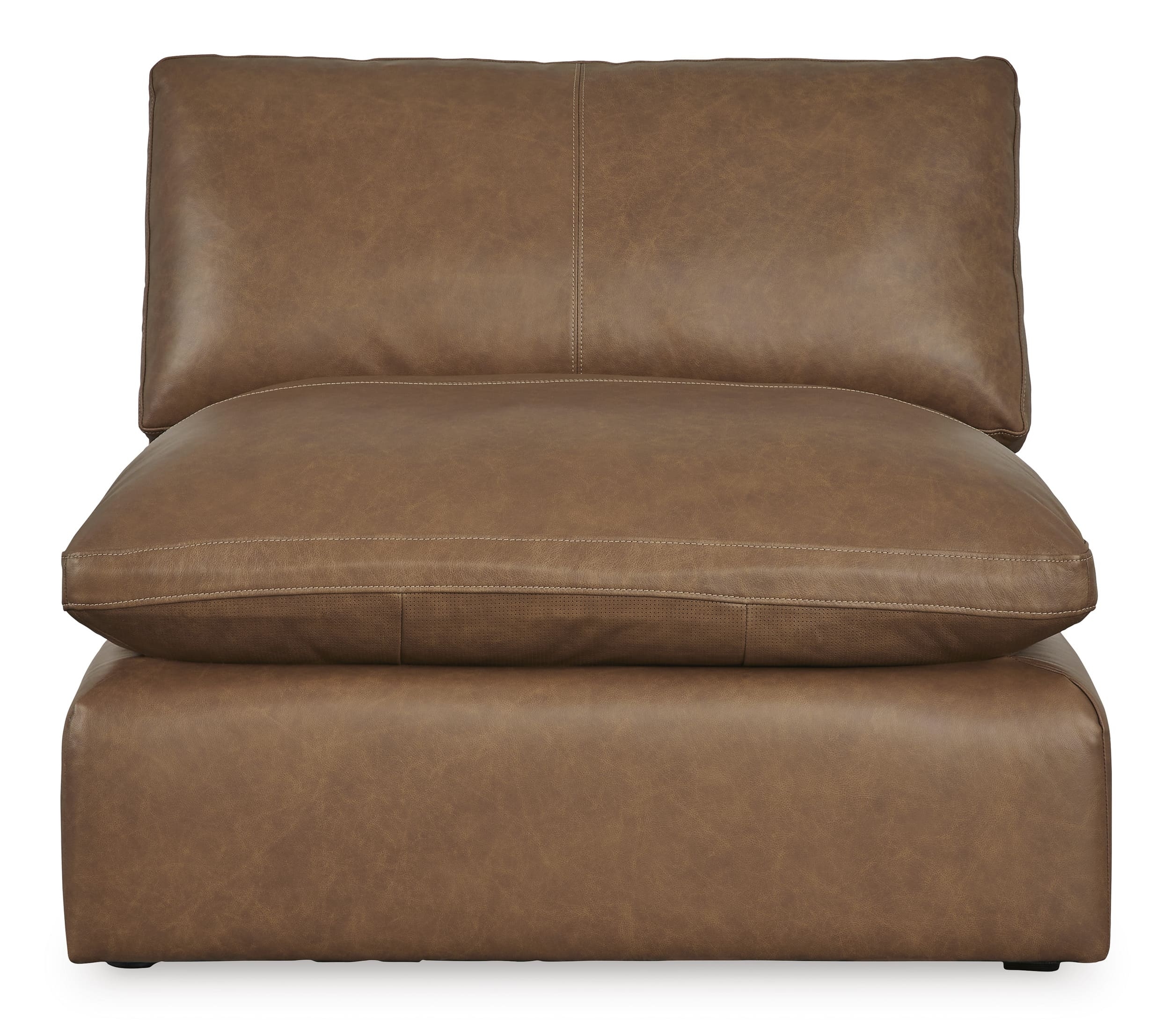Emilia Leather Modular Armless Chair, Caramel by Ashley Furniture